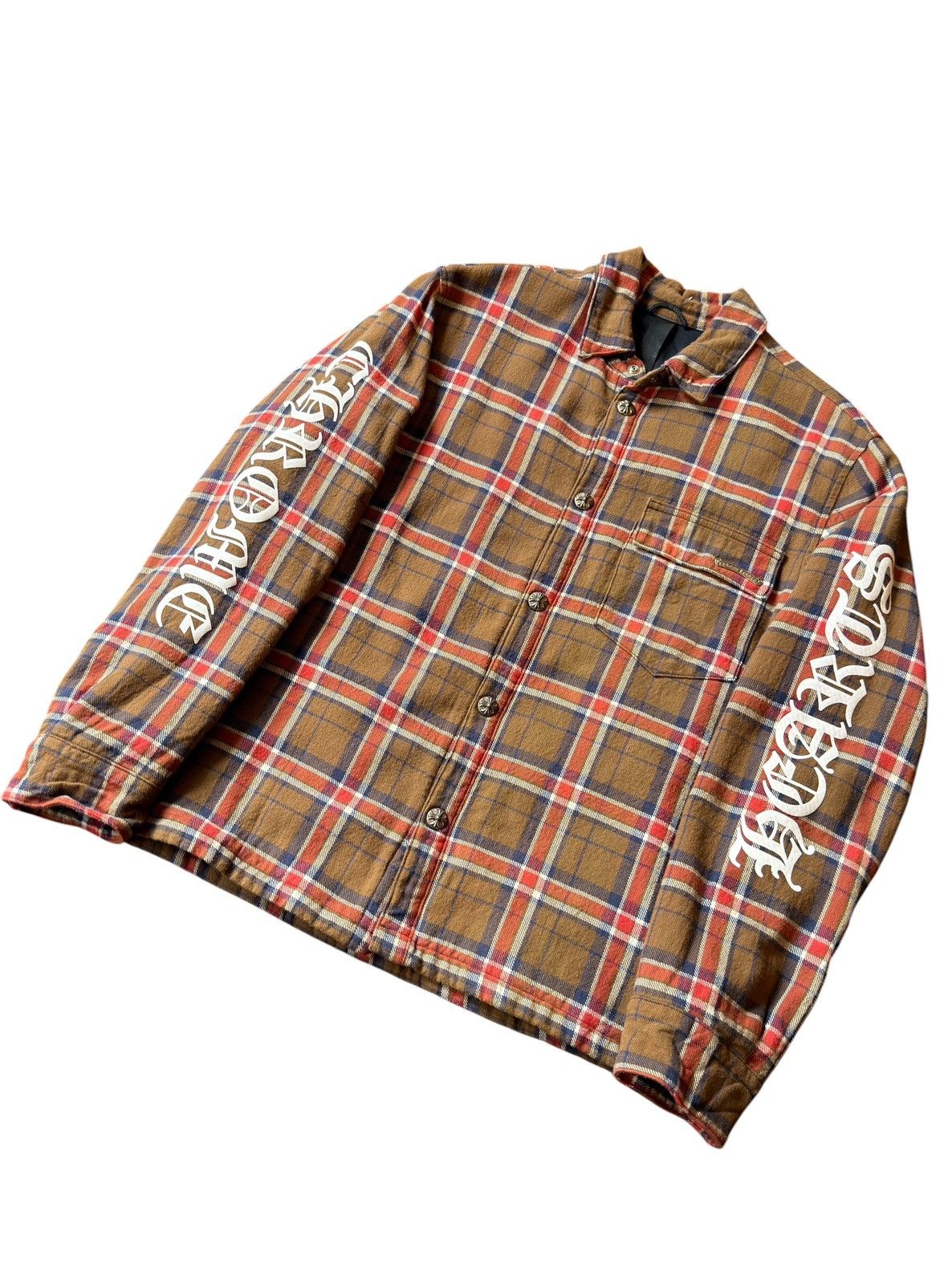 Chrome Hearts Chrome Hearts Work’n Quilted Silk Lined Brown Flannel Jacket Size US M / EU 48-50 / 2 - 2 Thumbnail