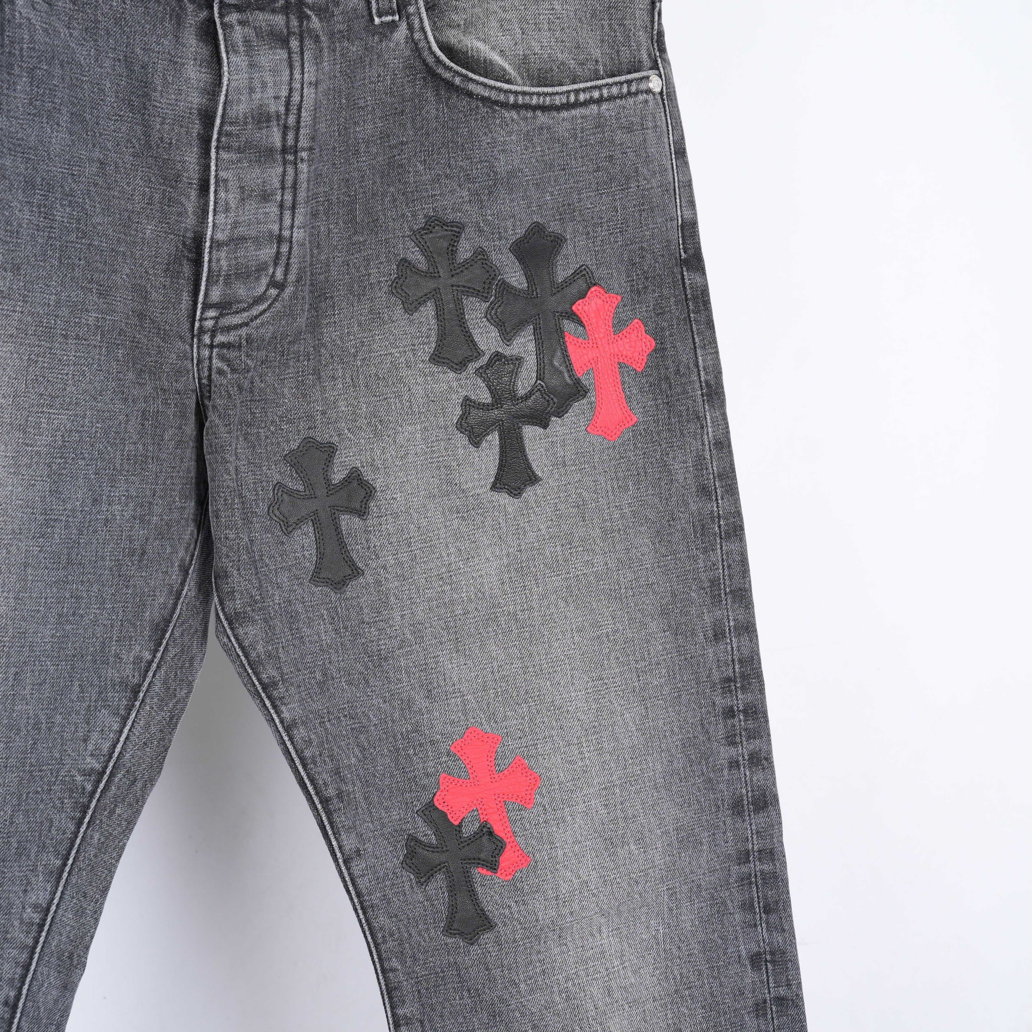 Chrome Hearts CHROME HEARTS DRAKE CLB RED/BLACK PATCH DENIM Size US 34 / EU 50 - 4 Thumbnail