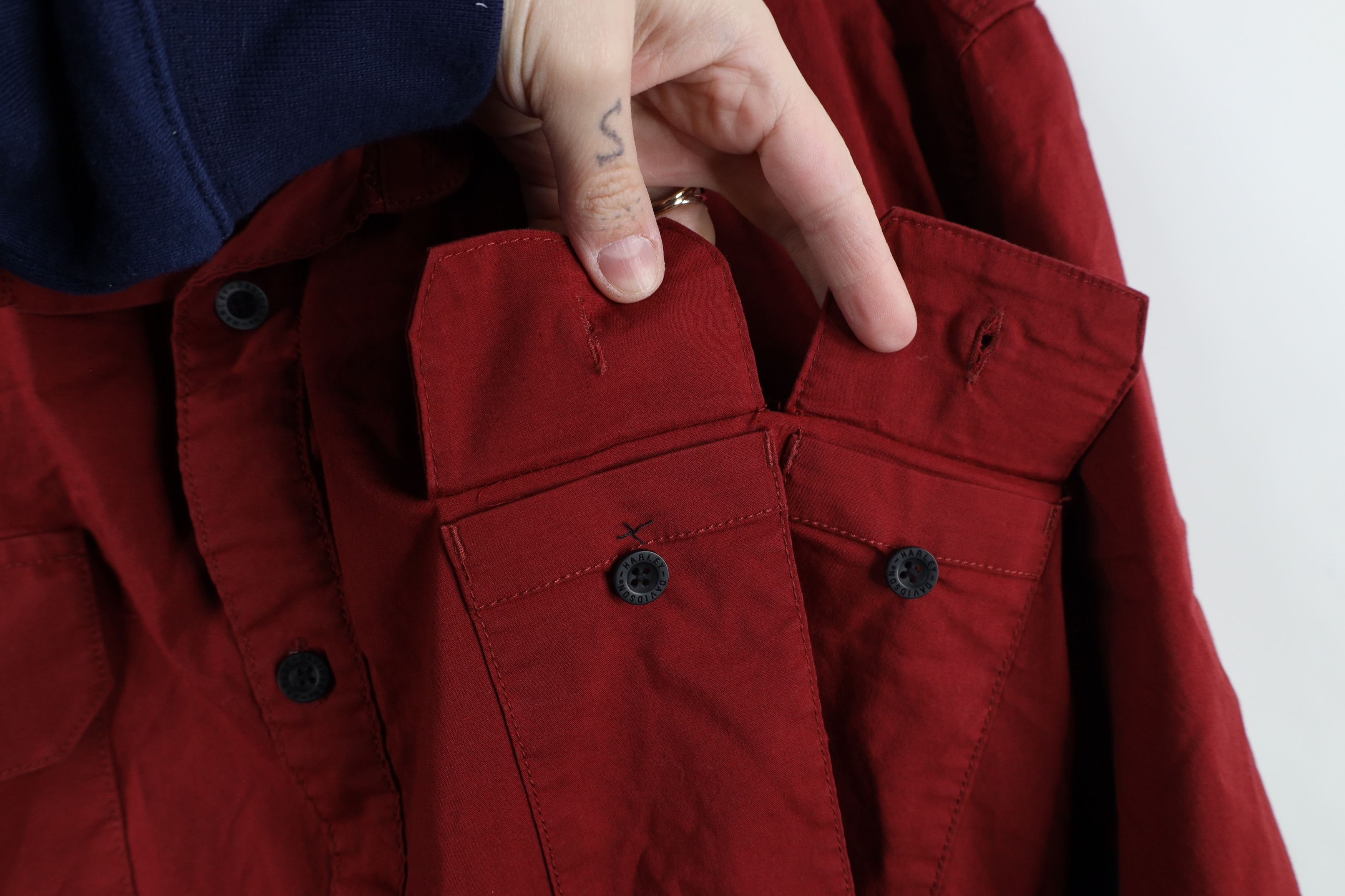 Harley Davidson × Vintage Vintage Harley Davidson Reflective Mechanic Button Shirt Red Size US XXL / EU 58 / 5 - 5 Thumbnail