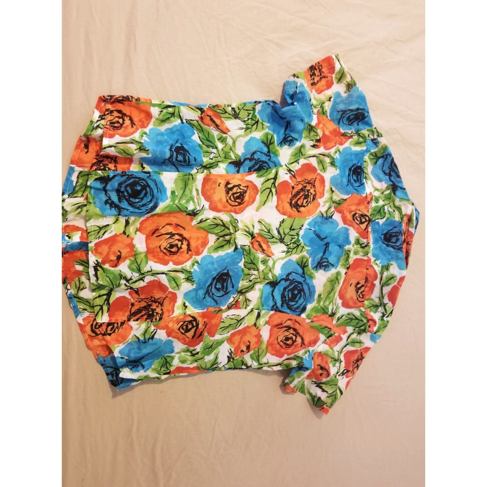 Talbots Womens Talbots Dress Shirt L Large Blue Orange Button Blouse Short Sleeve Size L / US 10 / IT 46 - 6 Thumbnail