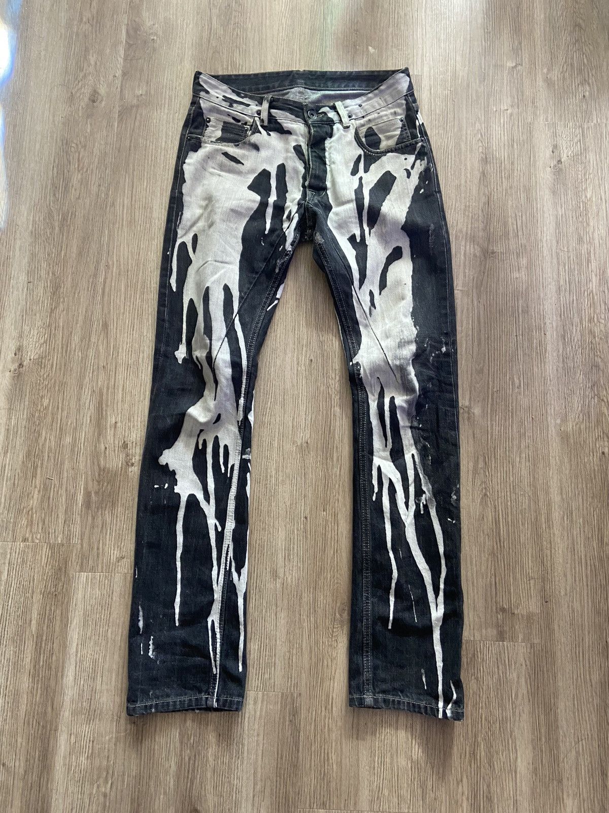 Rick Owens Drkshdw Rick owens FW16 vomit bleach denim | Grailed