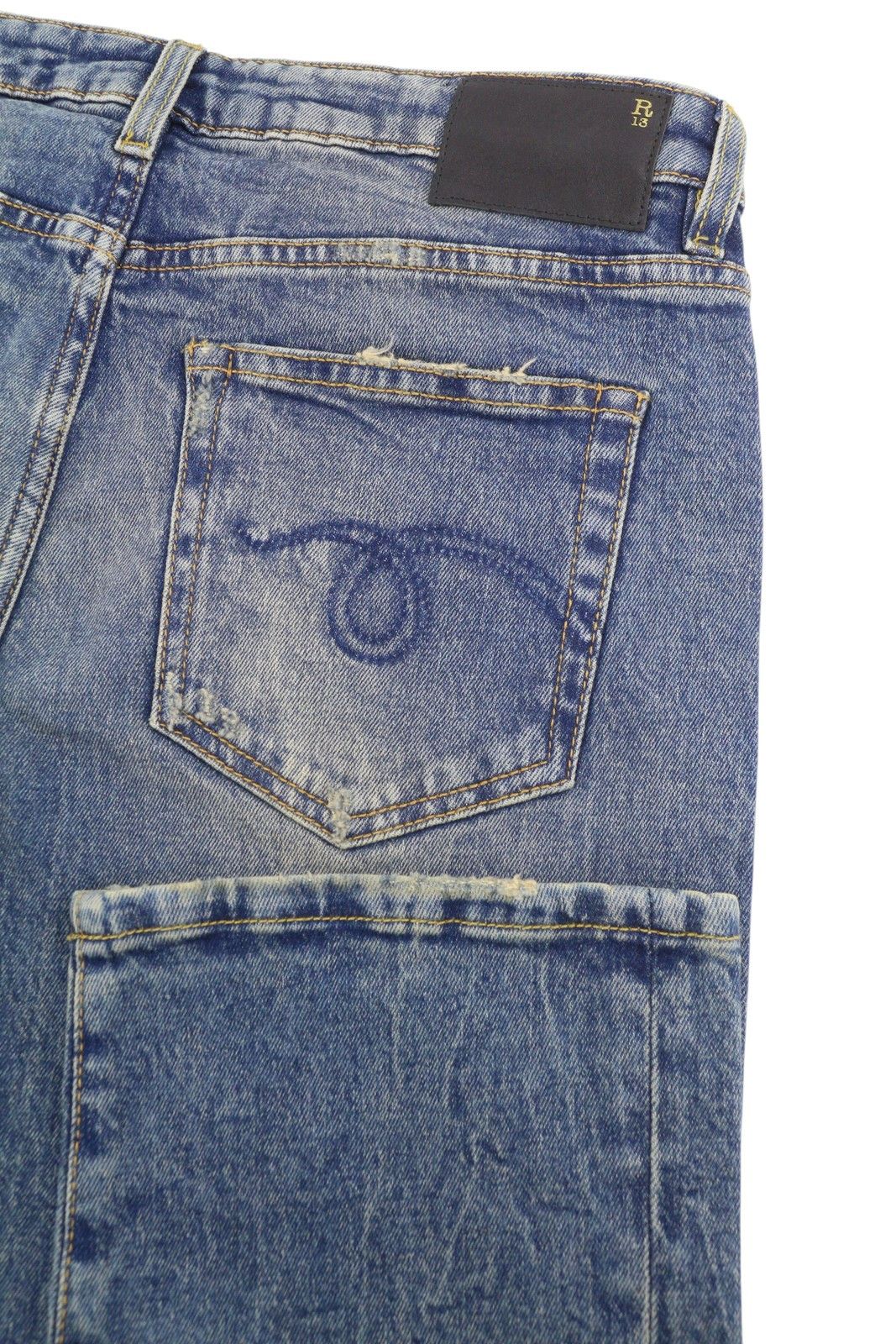 R13 BOY STRAIGHT 27 Kelly Stretch Blue Denim 87186 Size 27" / US 4 / IT 40 - 6 Thumbnail