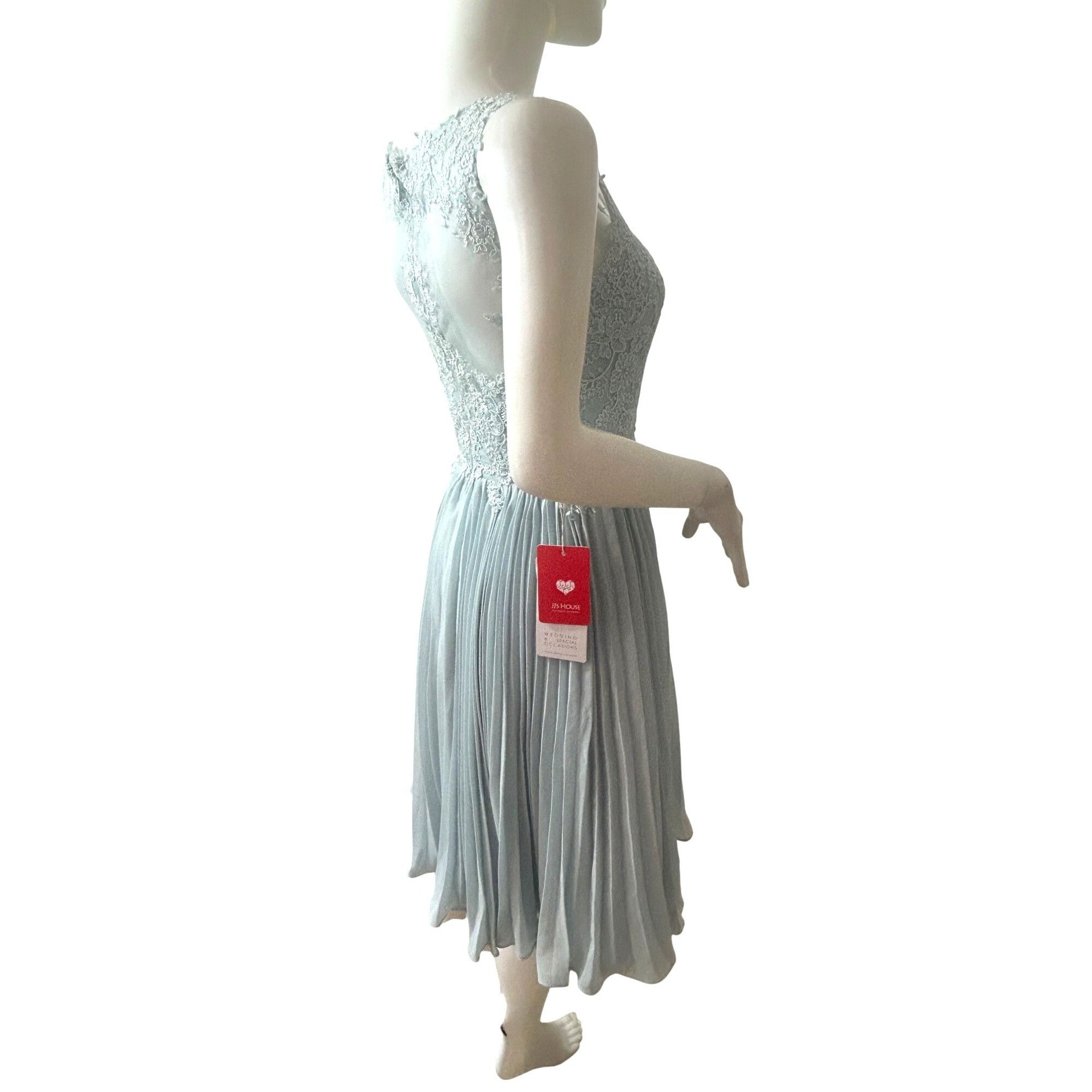 Other JJ’s House Cocktail Dress 4 Blue Green Lace Chiffon Pleats S Size S / US 4 / IT 40 - 4 Thumbnail
