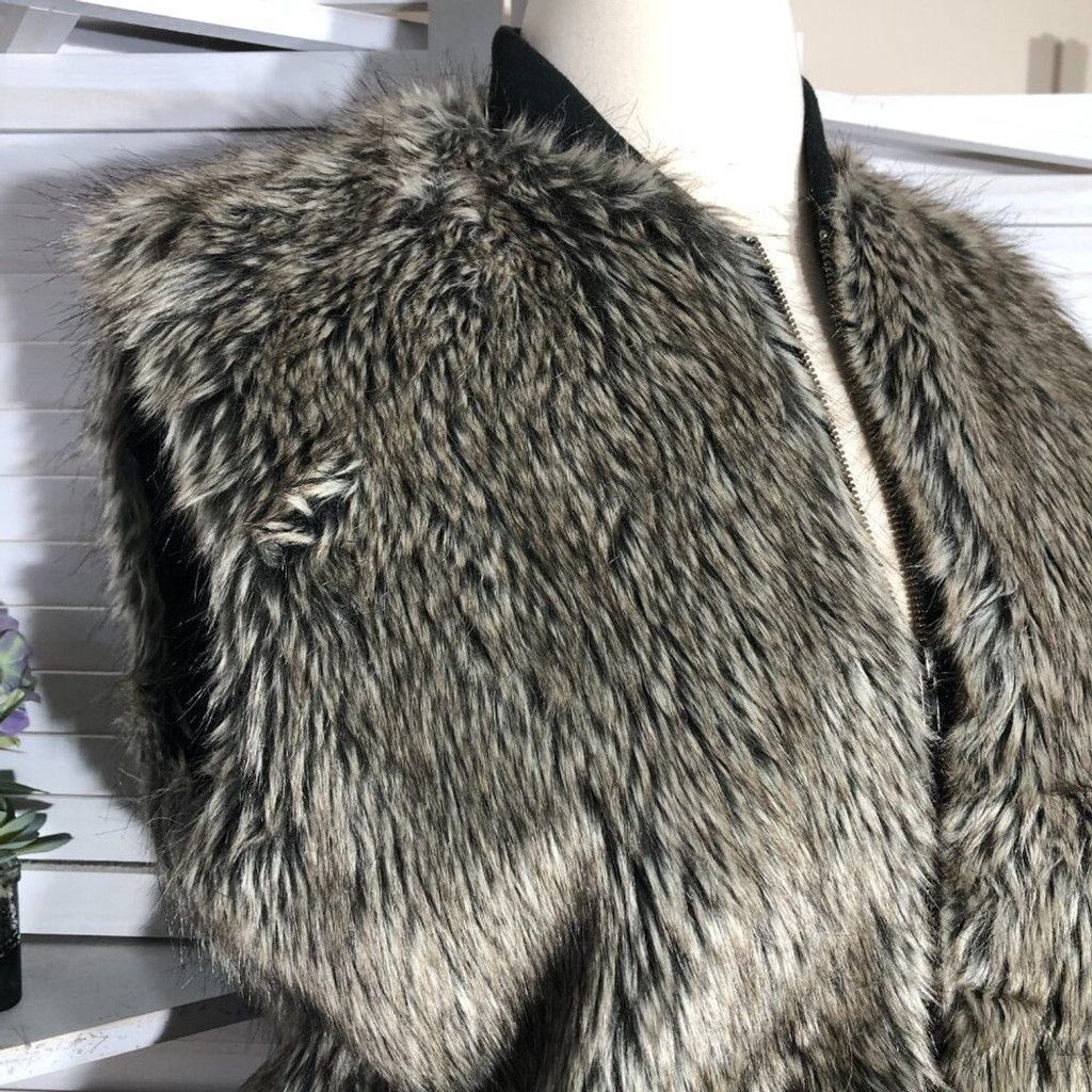 Asos Asos Faux Fur zippered vest warm brown gray fully lined L Size L / US 10 / IT 46 - 5 Thumbnail