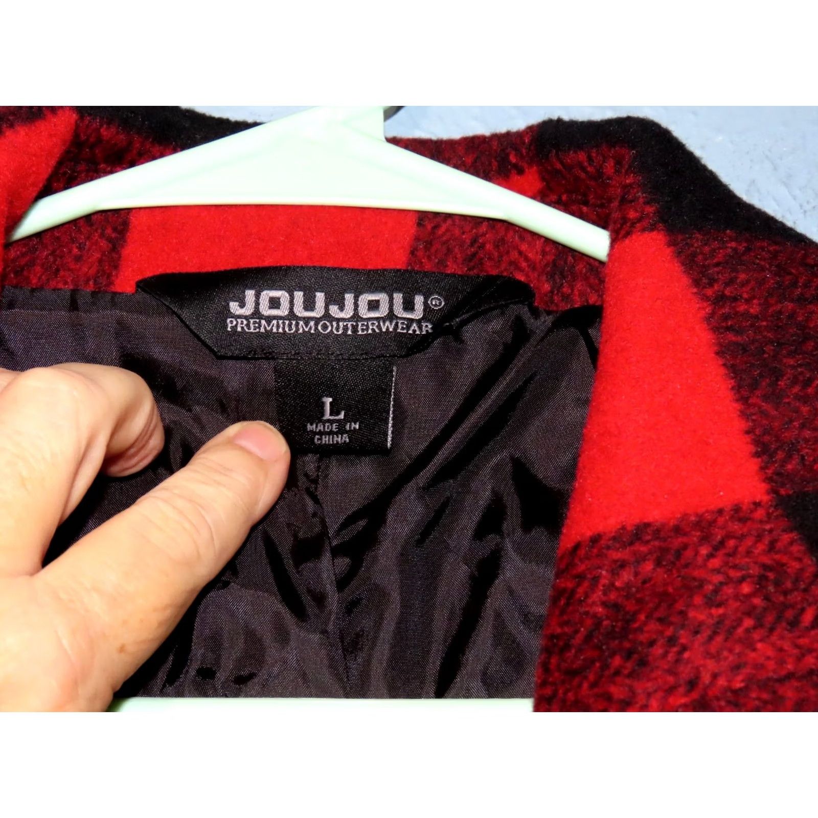 Vintage Jou Jou Premium Outerwear Buffalo Red Plaid Women's L Button Up Shacket Jacket Shacket Plaid Red Black Long Sleeve Mid-Length Womens Boutiques Size L / US 10 / IT 46 - 4 Thumbnail