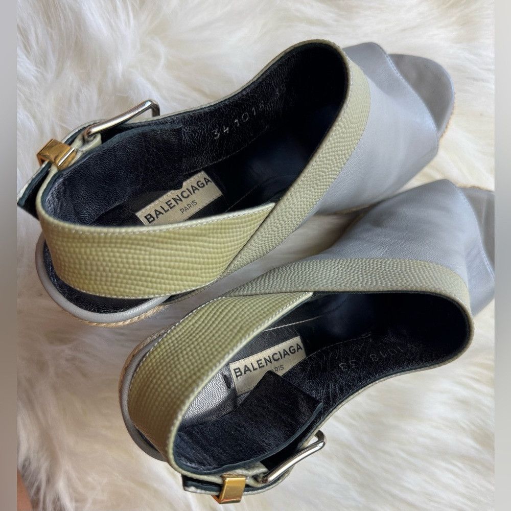 Balenciaga Balenciaga Gray Monochromatic espadrille wedges Mules ankle Size US 8 / IT 38 - 4 Thumbnail