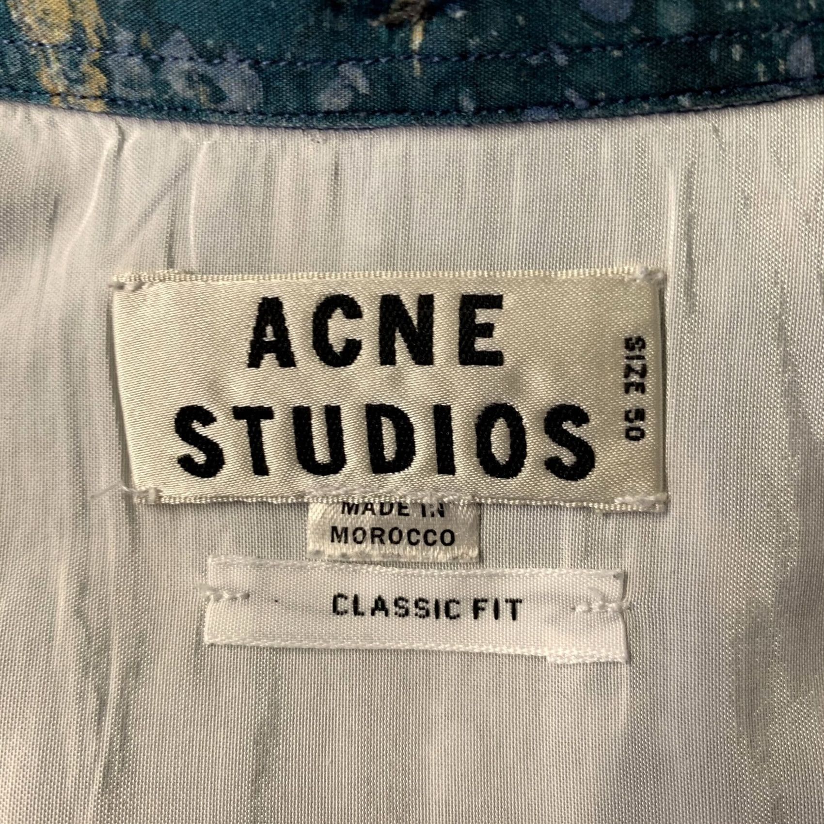 Acne Studios ACNE STUDIOS Size M Blue Teal Marbled Cotton Button Down Long Sleeve Shirt Size US M / EU 48-50 / 2 - 5 Thumbnail