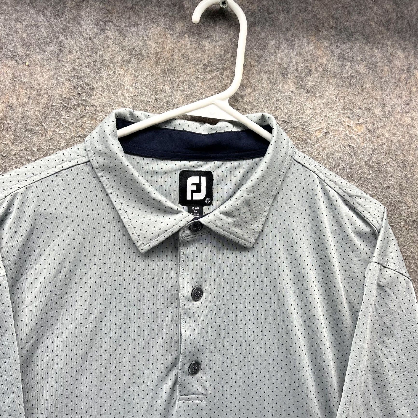 Footjoy FootJoy Polo Shirt Mens 2XL Gray Polka Dot Golf Performance Stretch Short Sleeve Size US XXL / EU 58 / 5 - 3 Thumbnail