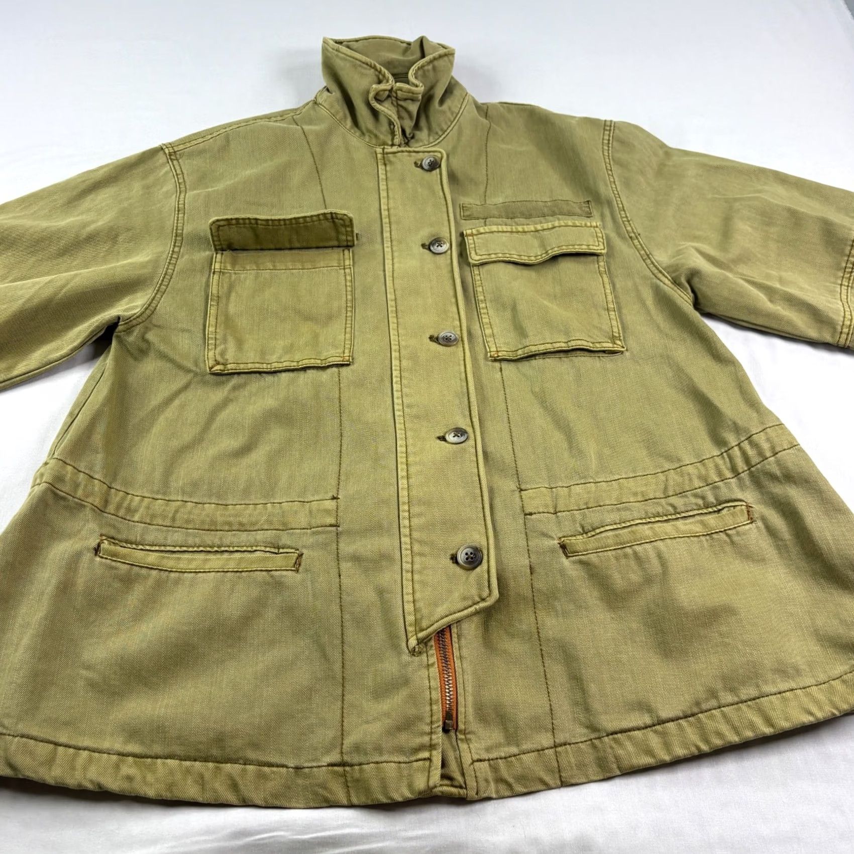 Free People VINTAGE Free People Jacket Womens Small Olive Green Seize The Day Military Oversized Size S / US 4 / IT 40 - 2 Thumbnail
