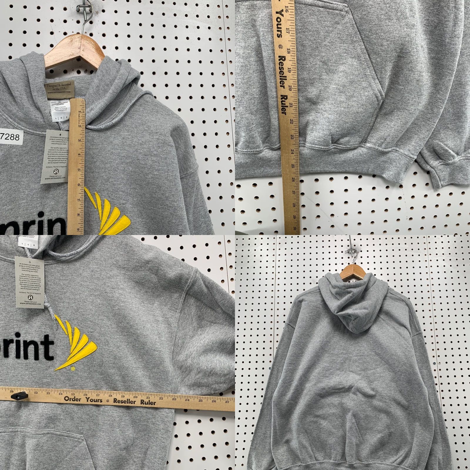 Vintage VINTAGE New Sprint Cellular Hoodie Sweatshirt Men Large Gray Hooded Embroidered NWT Sweatshirt Pullover Crew Neck Cotton Fleece Size US L / EU 52-54 / 3 - 9 Thumbnail