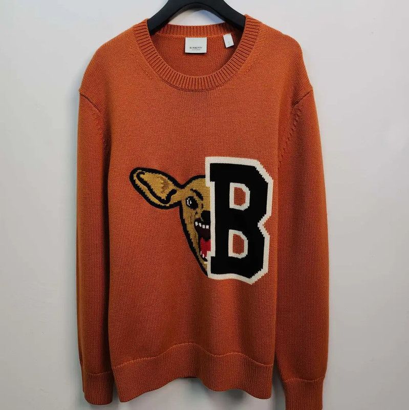 Burberry Burberry Orange Knit Sweater with Logo Design Size M / US 6-8 / IT 42-44 - 1 Thumbnail