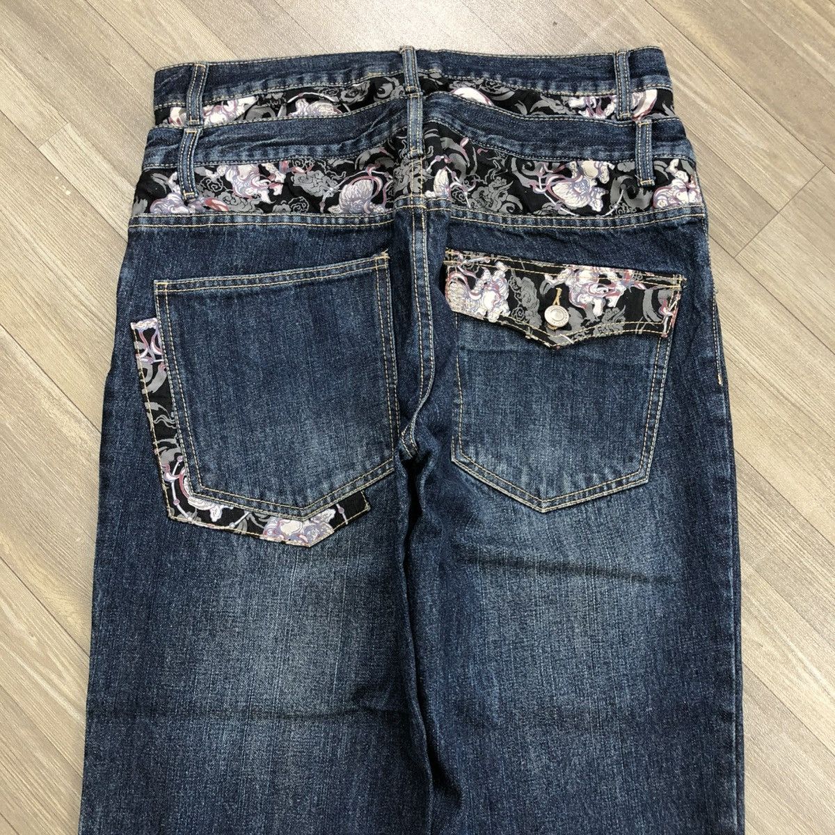 Ed Hardy 2000s Japanese Brand Double Waist Phoenixs Embroidered Jeans Size US 32 / EU 48 - 12 Thumbnail