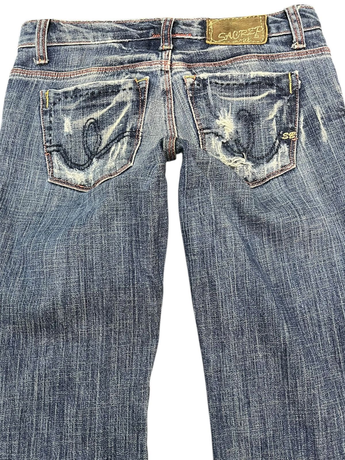 American Apparel × Who Decides War Vintage Sacred Blue Flare Bootcut Denim Size US 28 / EU 44 - 6 Thumbnail