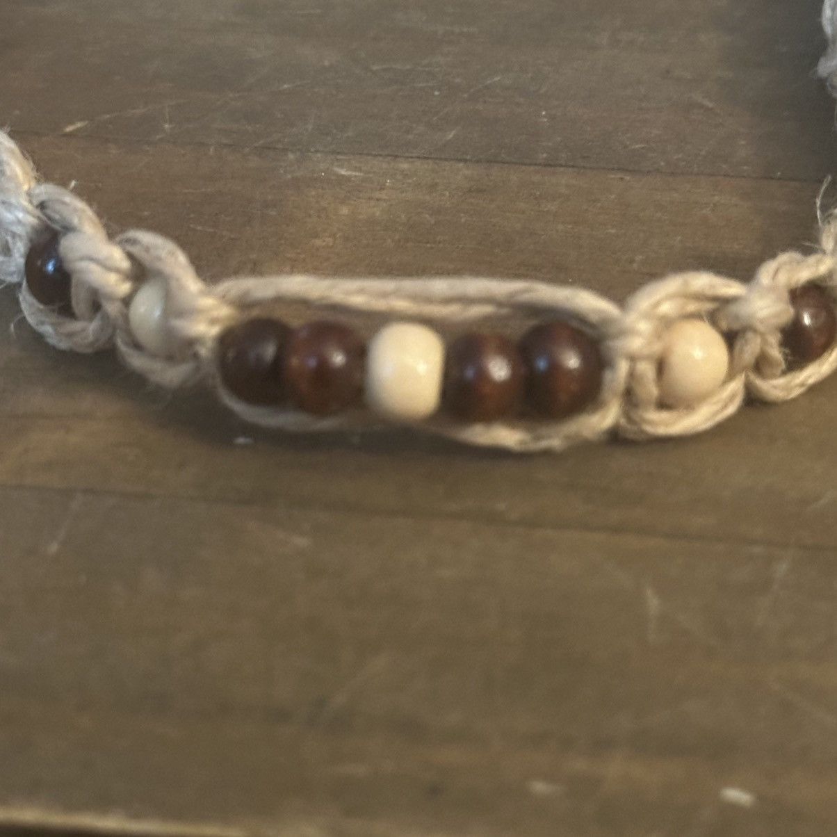Vintage Vintage hemp woven wood bead necklace Size ONE SIZE - 3 Thumbnail
