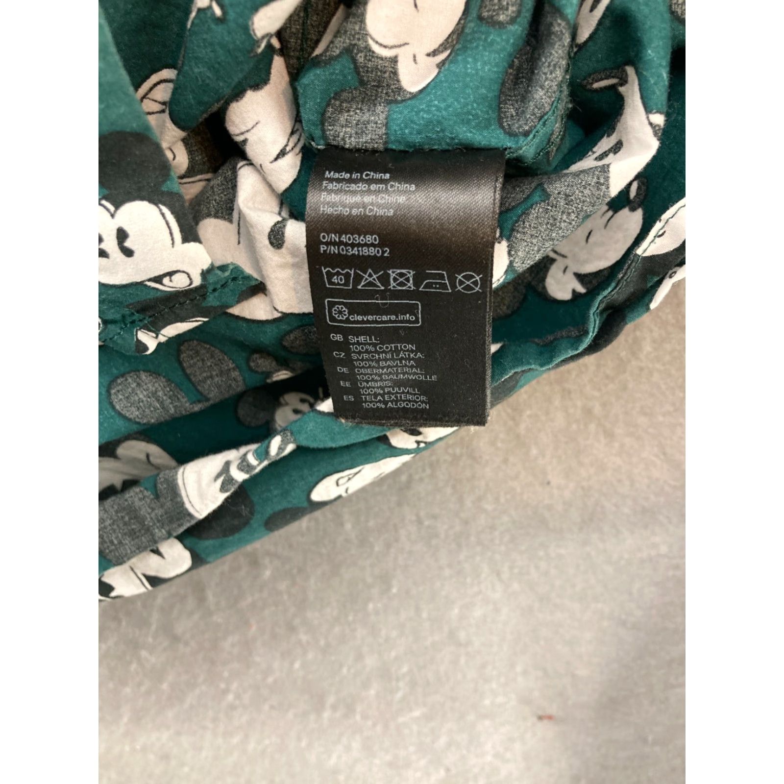 H&M HM Mickey Mouse Shirt Mens Small Long Sleeve Button Up Green Size US S / EU 44-46 / 1 - 6 Thumbnail