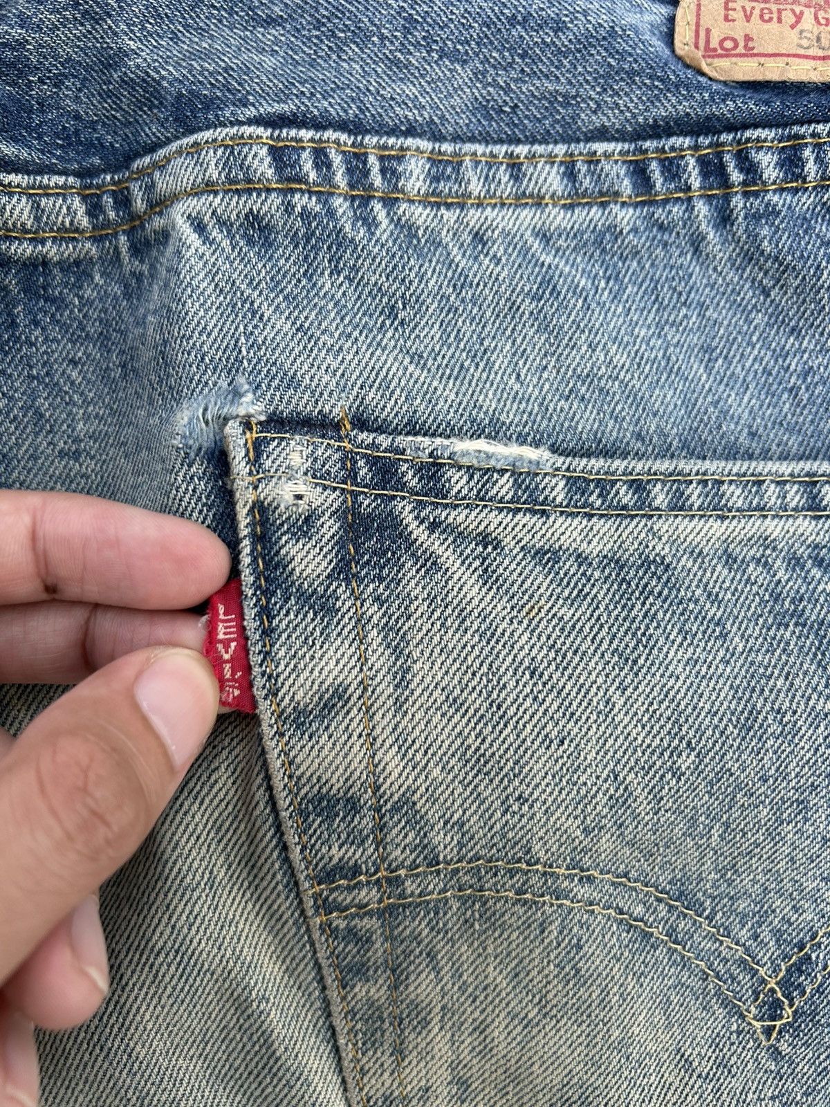 Kapital Levis Big E 501XX Selvedge Distressed Denim Jeans Size US 34 / EU 50 - 7 Thumbnail
