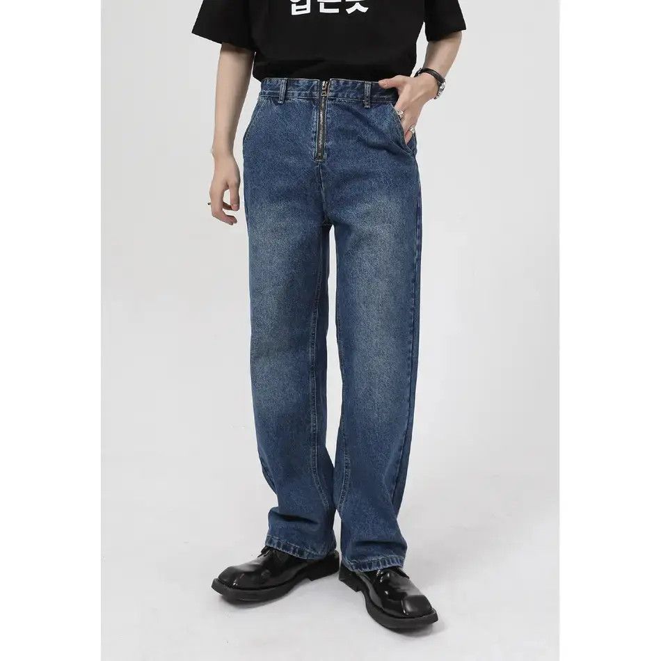Japanese Brand Retro loose straight leg high street zipper jeans Size US 32 / EU 48 - 6 Thumbnail