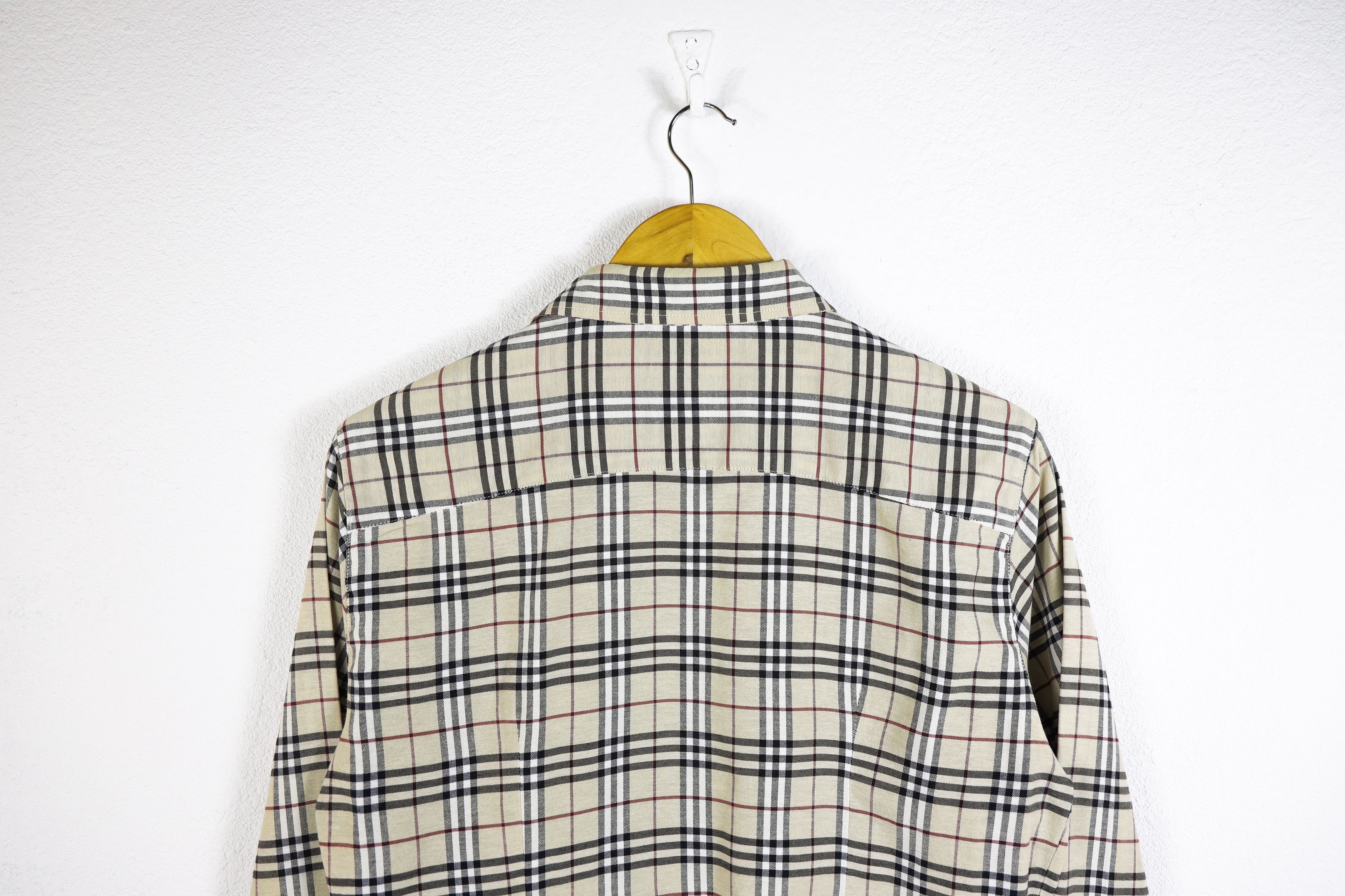 Burberry × Vintage Vintage Burberry Beige Nova Check Long Sleeve Shirt Size L / US 10 / IT 46 - 9 Thumbnail