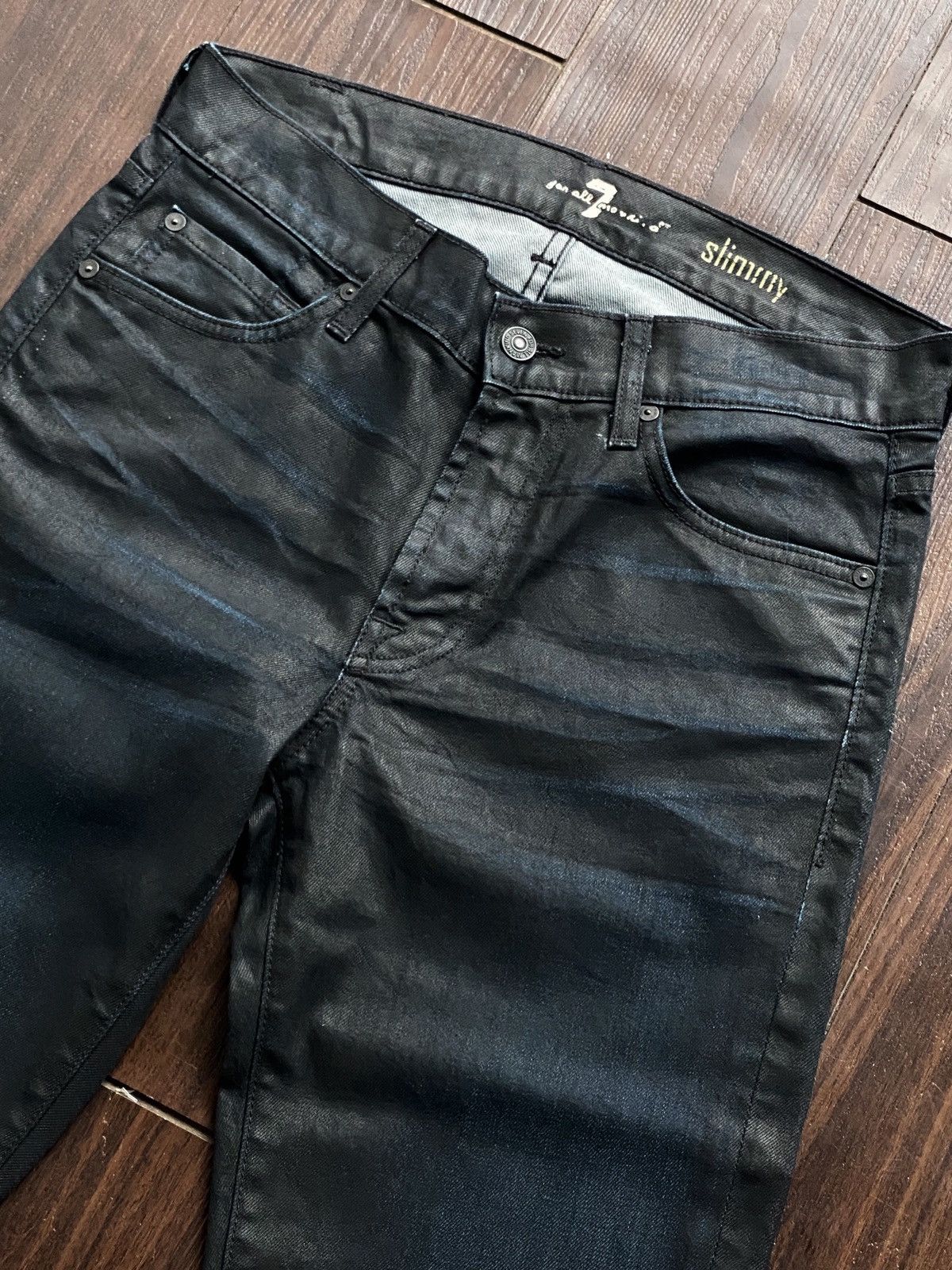 WAXED STUDDED SKULL 7 FOR ALL MANKIND DENIM