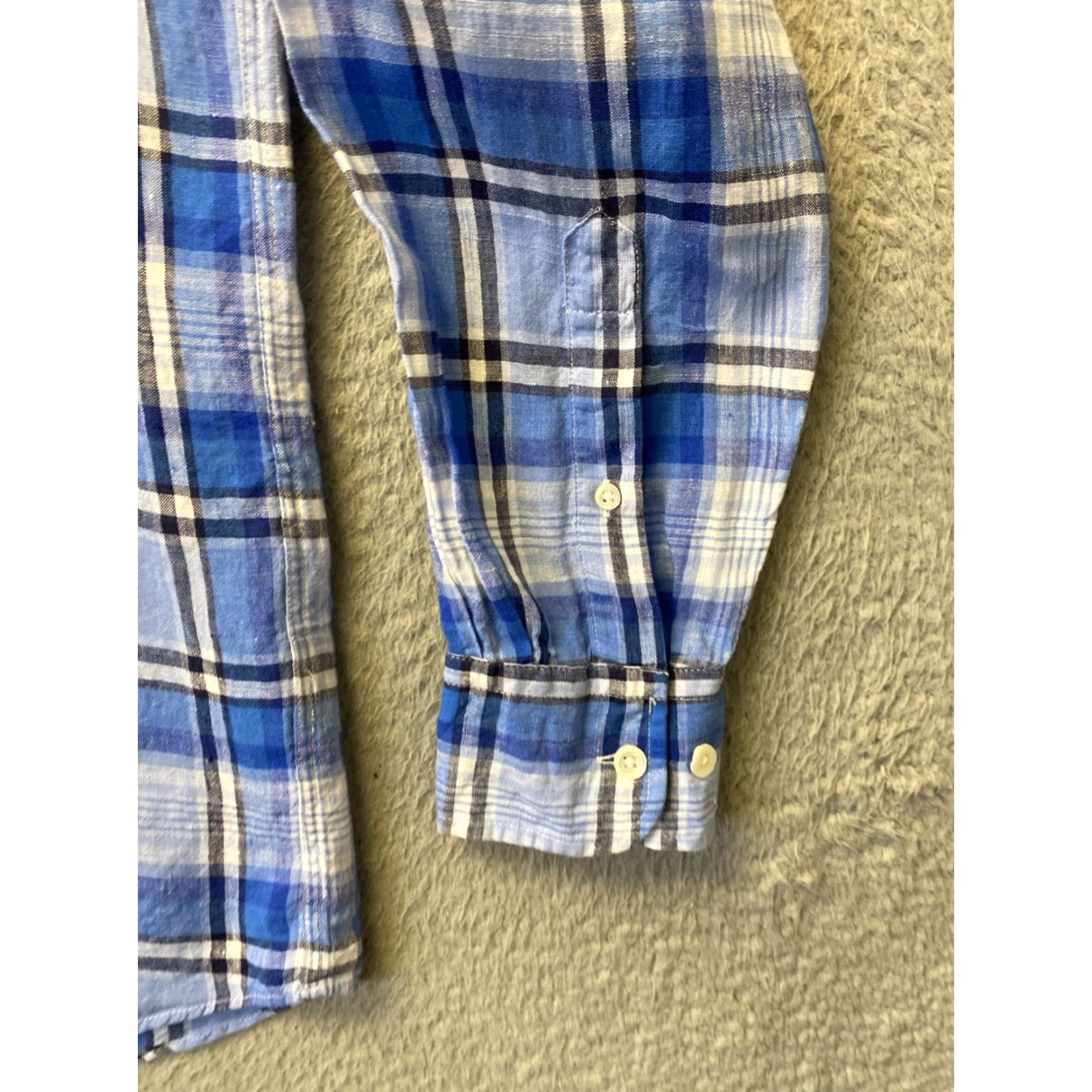 Faconnable Façonnable 100% Linen Button-Up Shirt Men's M Classic Blue Long Sleeve Casual Business Designer Size US M / EU 48-50 / 2 - 6 Thumbnail