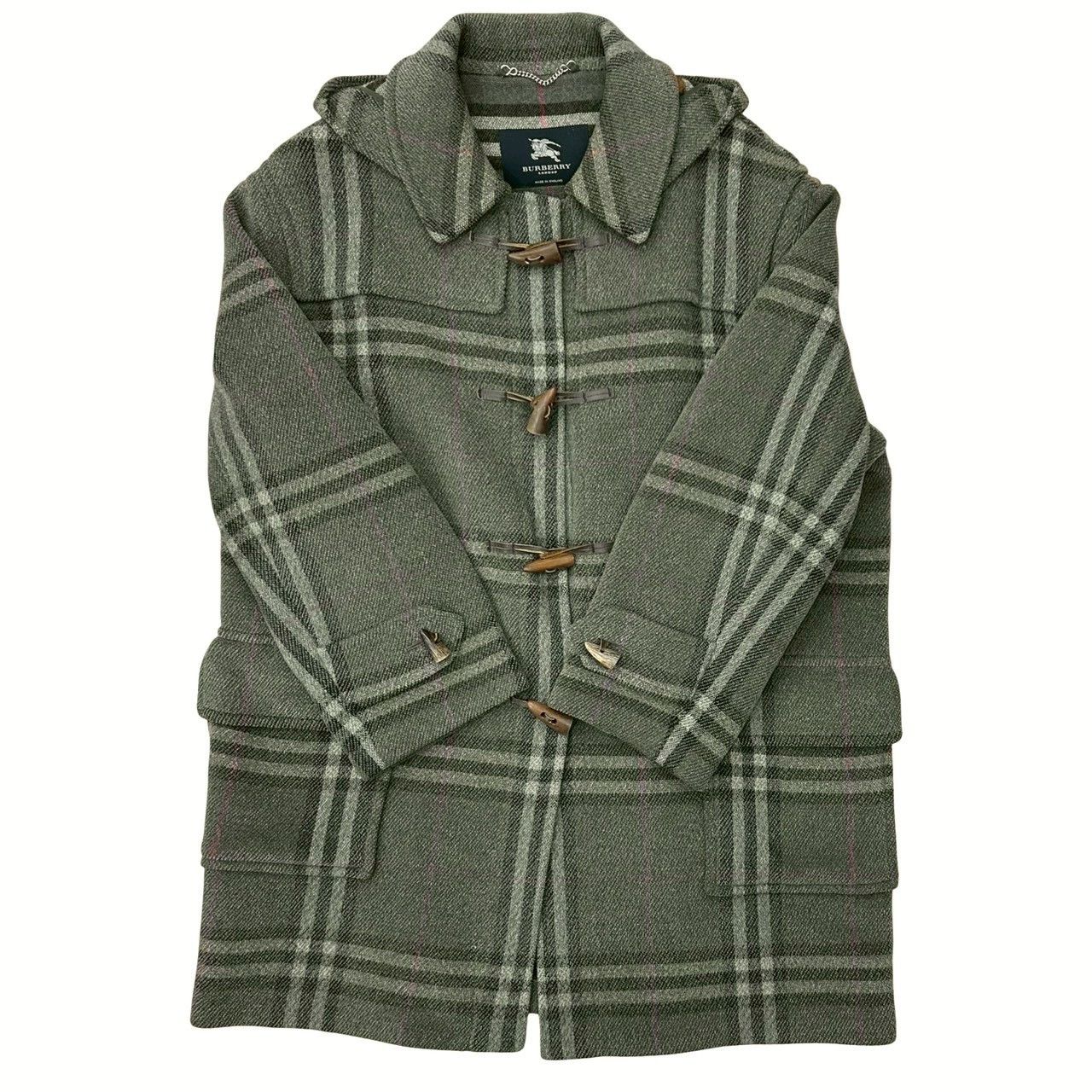 Burberry Burberry Burberry Nova Check Wool Coat Leather Outerwear DUTY FREE for USA Size ONE SIZE - 1 Thumbnail