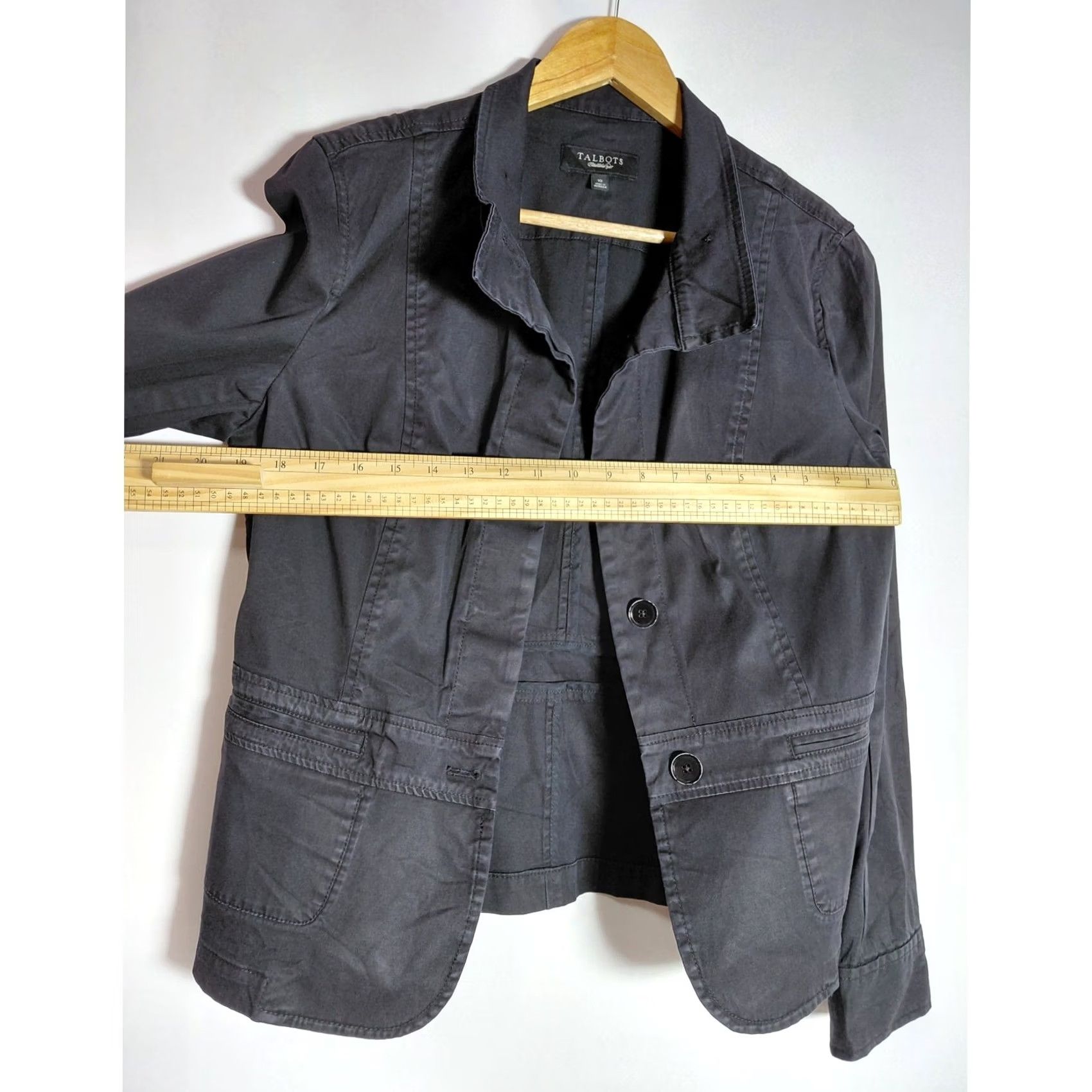 Talbots TALBOTS Black Blazer Women Size 10 Long Sleeve Cotton Blend Solid Button Business Travel Size L / US 10 / IT 46 - 6 Thumbnail