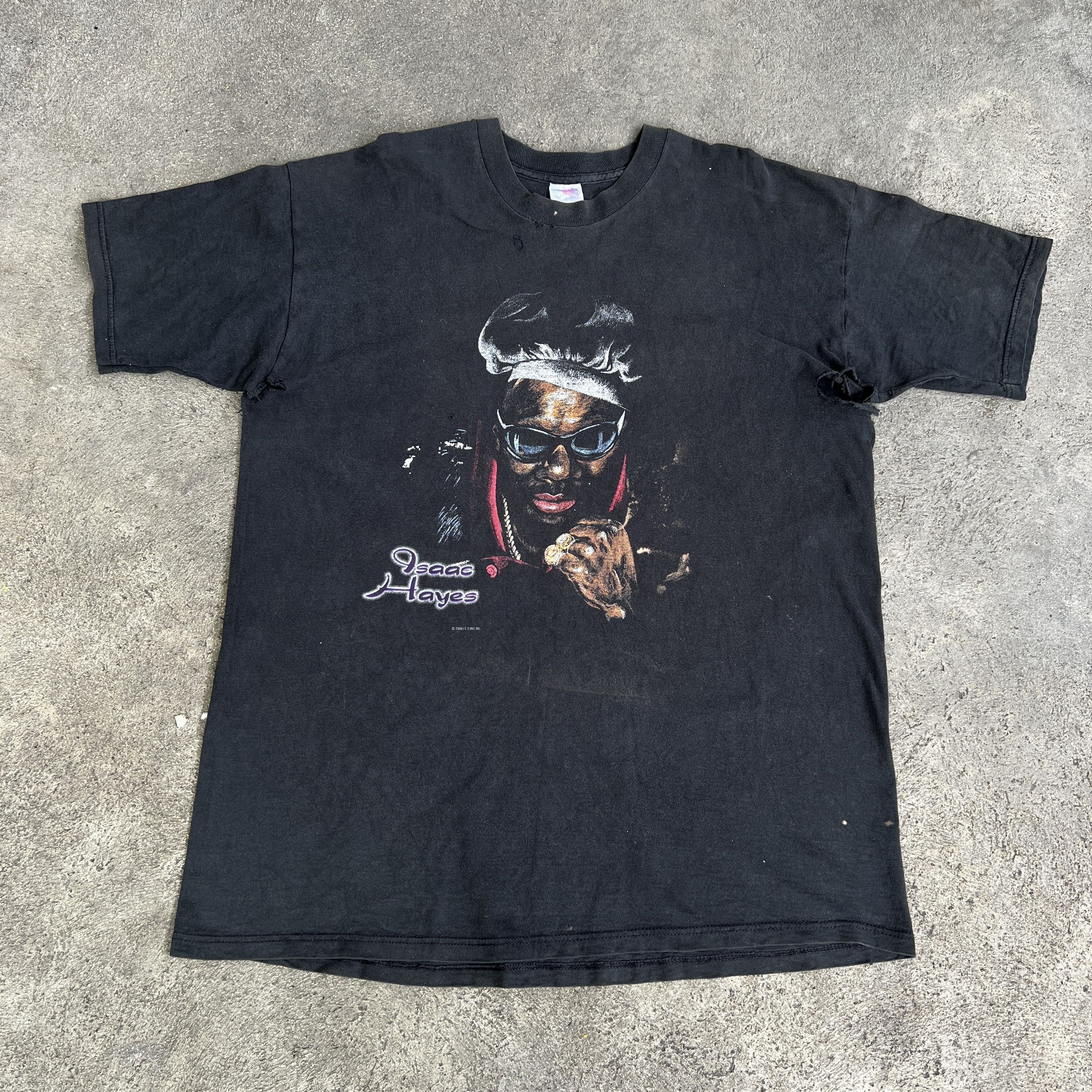 Rap Tees × Vintage Vintage 90s Isaac Hayes Tee 2XL Distressed Faded Thrashed Size US XXL / EU 58 / 5 - 4 Thumbnail