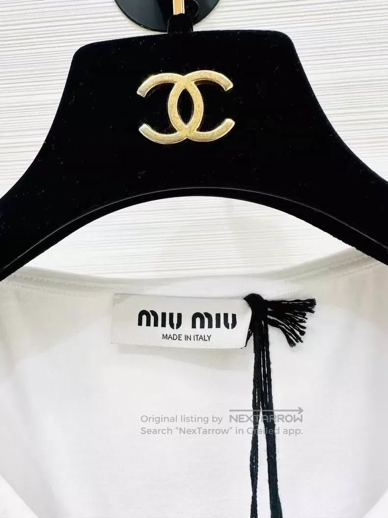 Miu Miu Miu Miu Size M 24SS Navy Collar Letter Top Size M / US 6-8 / IT 42-44 - 3 Thumbnail
