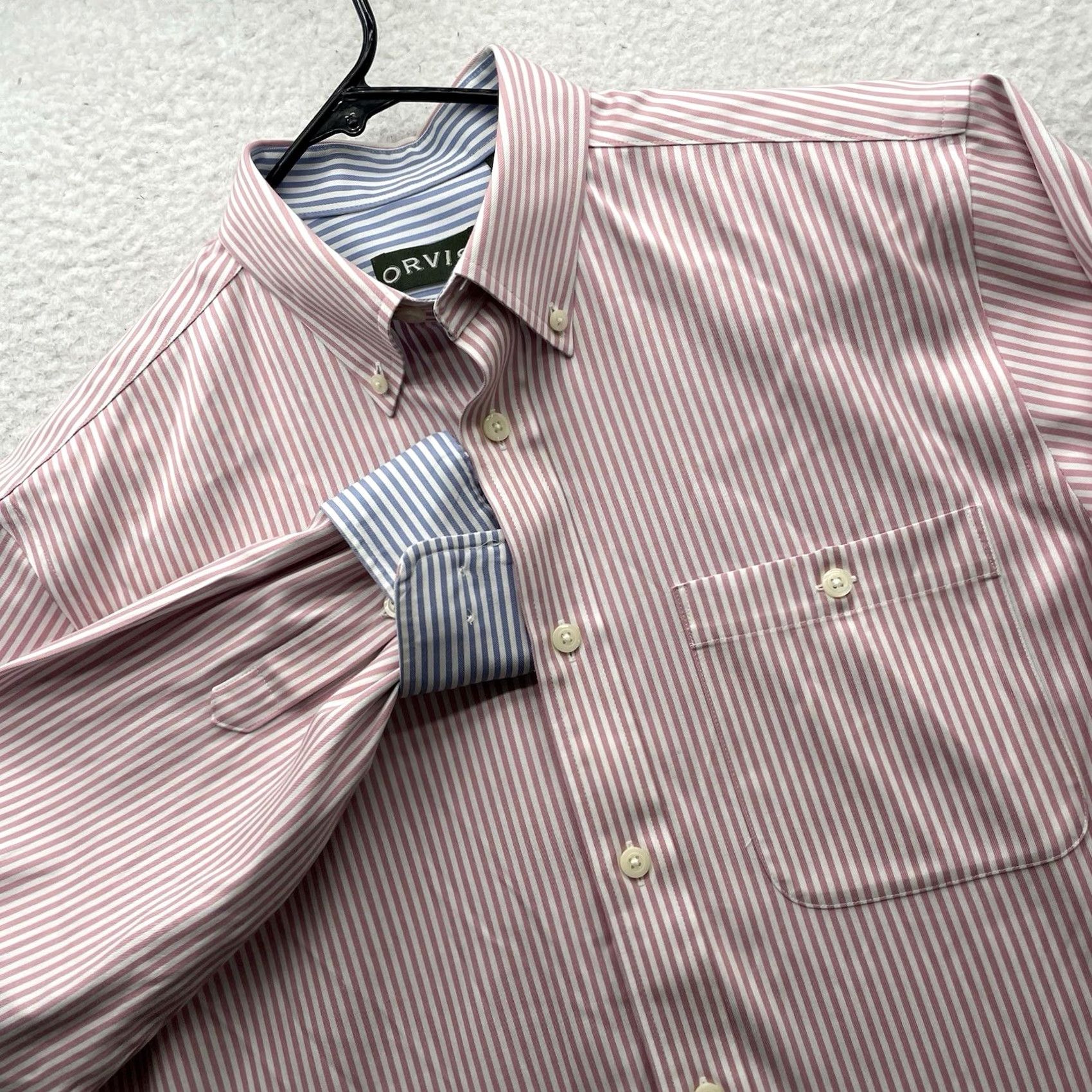 Orvis Orvis Button-Up Shirt Mens M Pink White Striped Wrinkle Free Button-Down Casual Business Size US M / EU 48-50 / 2 - 2 Thumbnail