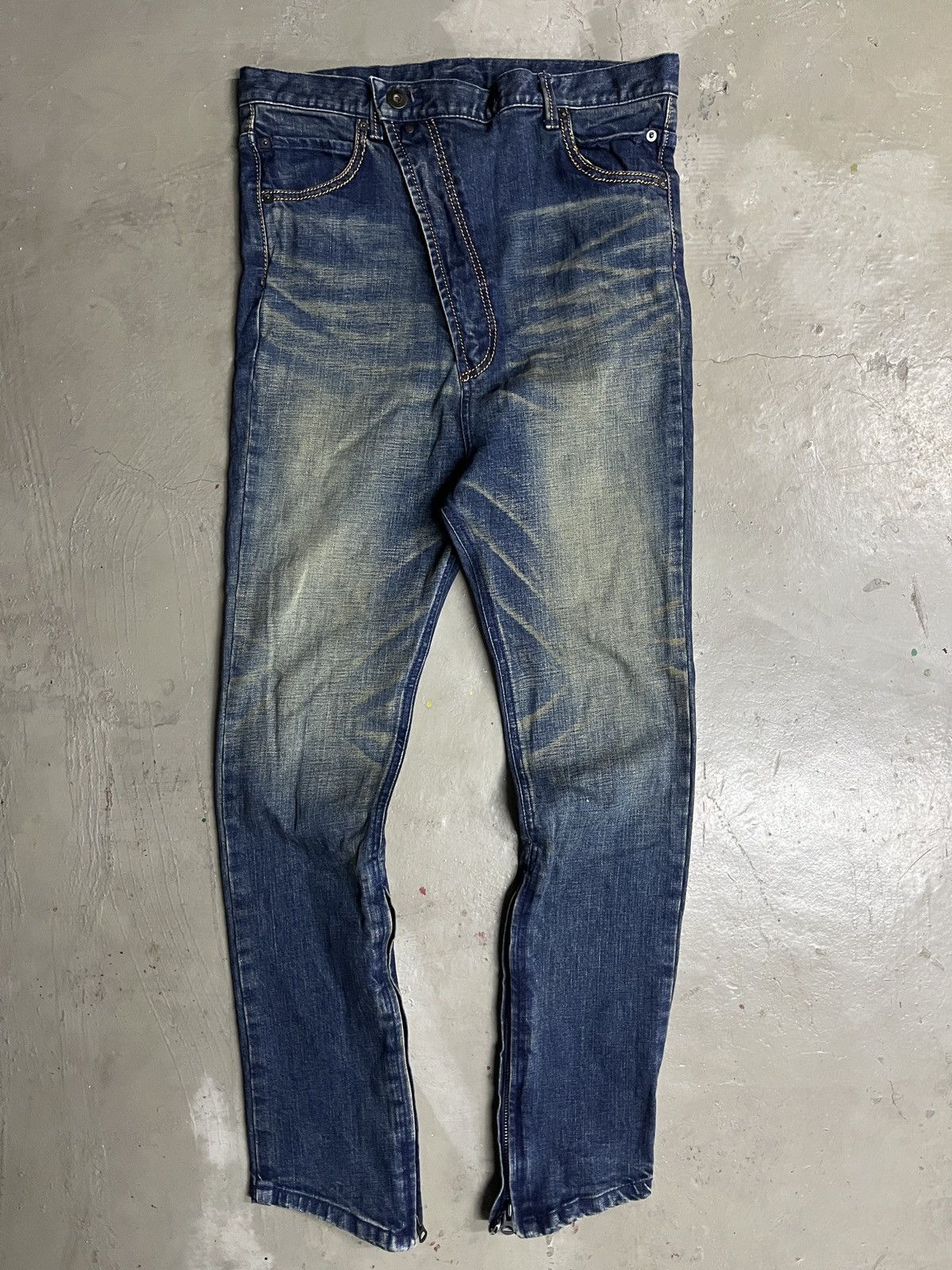 If Six Was Nine Ifsixwasnine Style Whiskered Asymmetrical Zipper Flare Pants Size US 32 / EU 48 - 1 Thumbnail