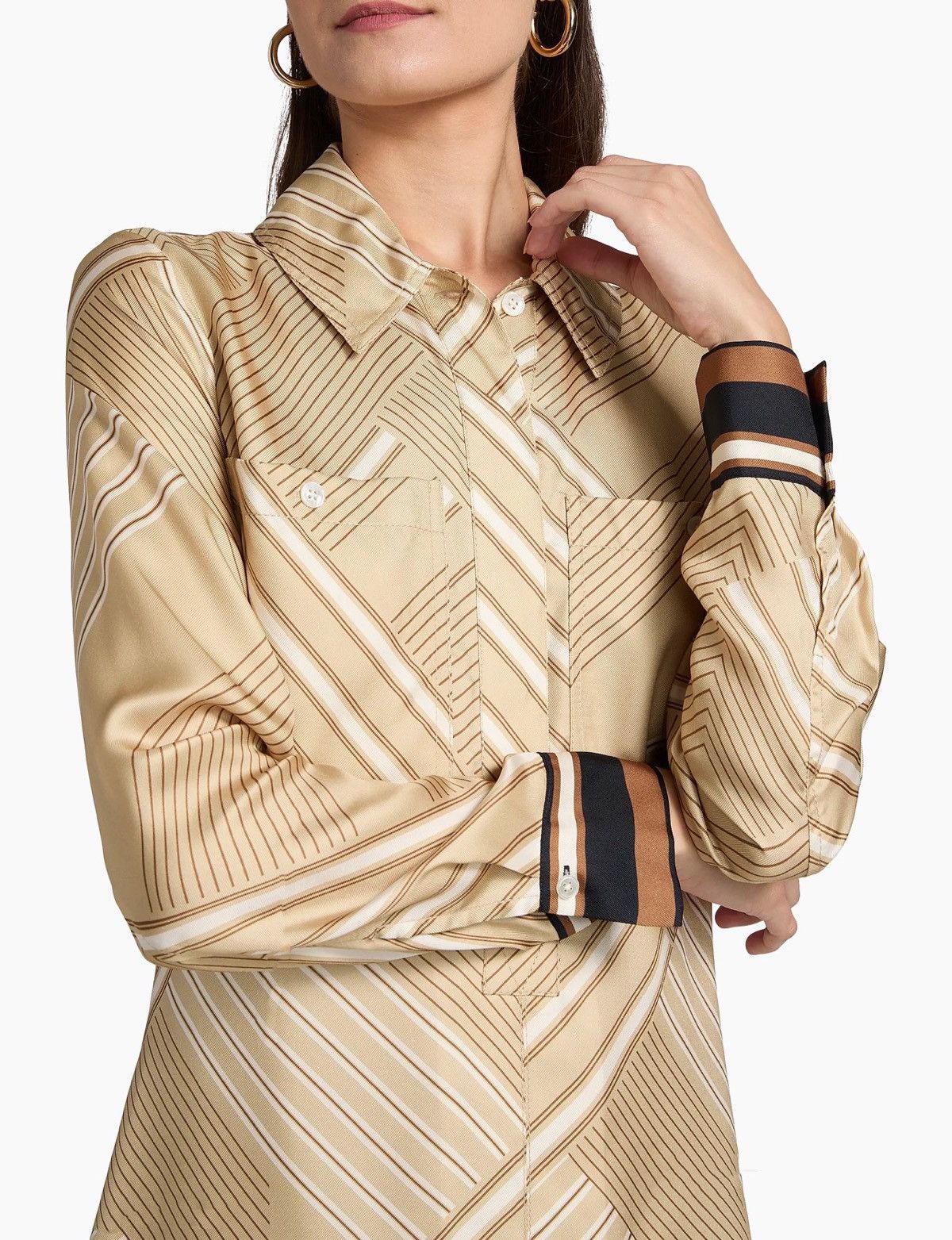 Veronica Beard Veronica Beard Pryce Striped Silk-Blend Shirtdress size 10 Size L / US 10 / IT 46 - 7 Thumbnail