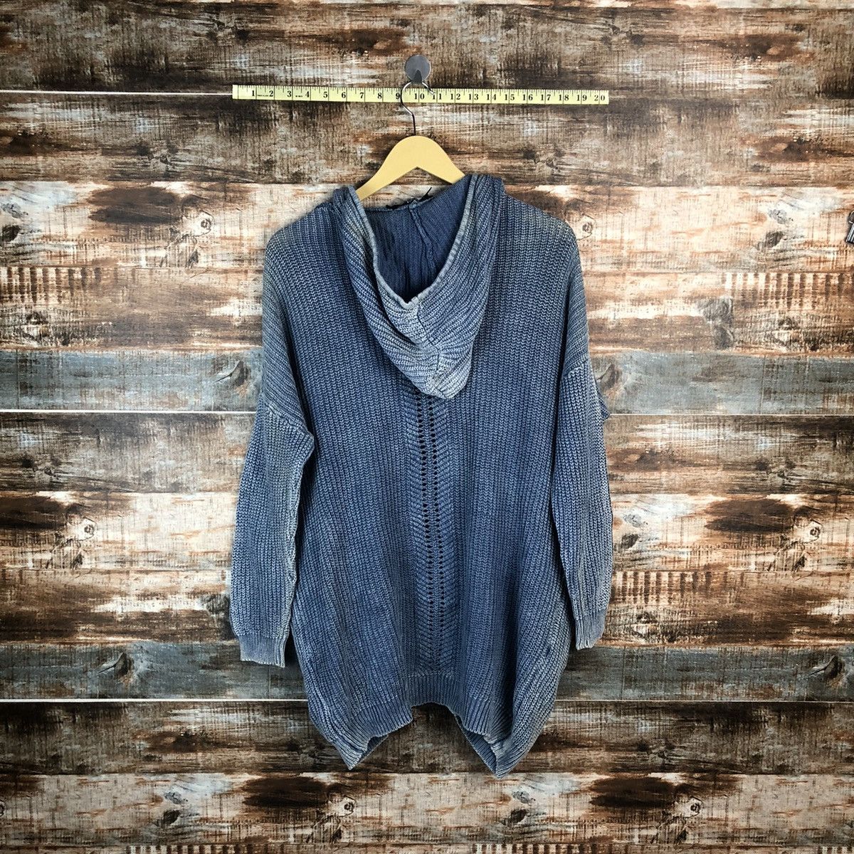 Indigo Azul Blue indigo faded Cardigan Hoodie Knitwear #A1887 Size US M / EU 48-50 / 2 - 11 Thumbnail