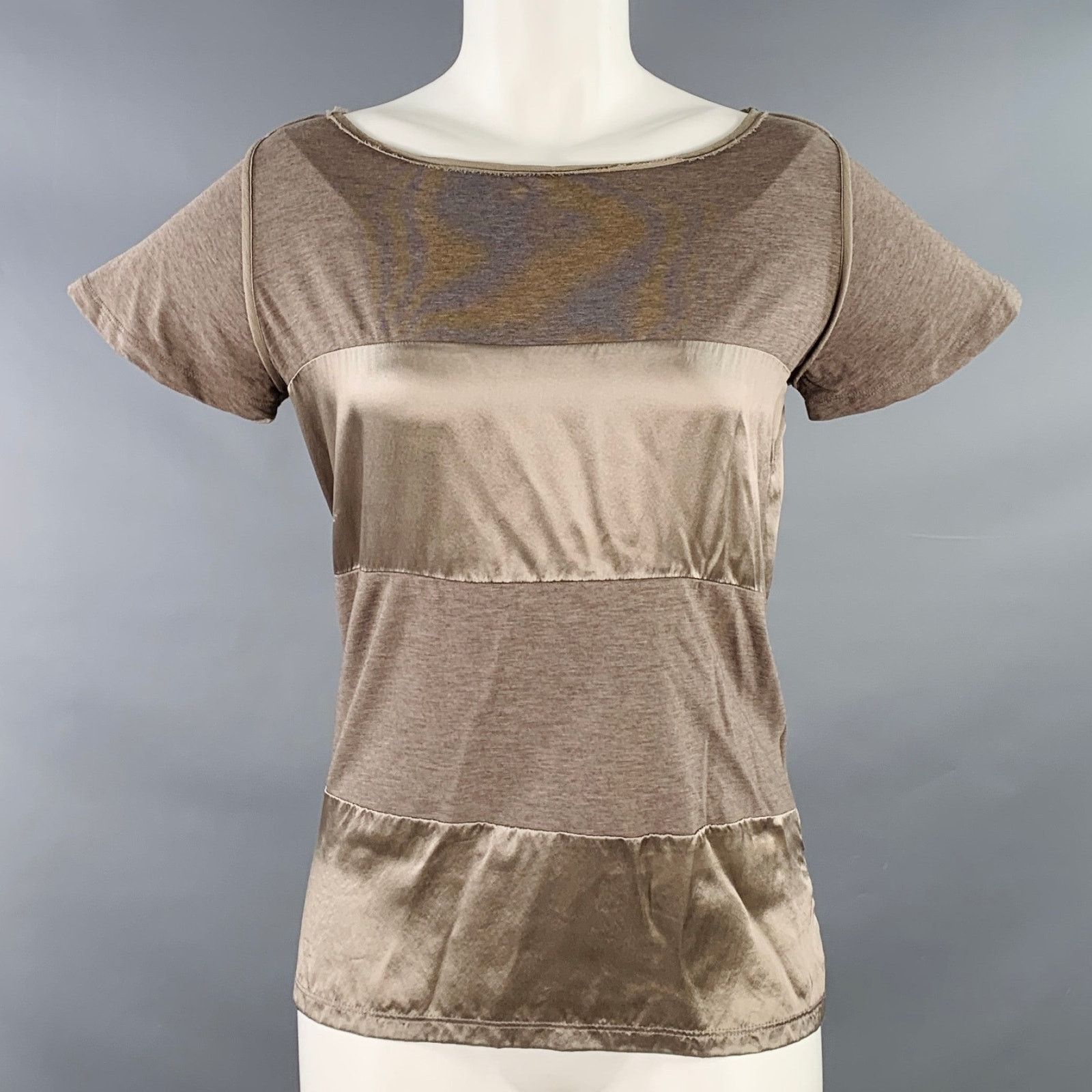 Max Mara MAX MARA Size S Brown Cotton Blend Short Sleeve Casual Top Size S / US 4 / IT 40 - 1 Thumbnail