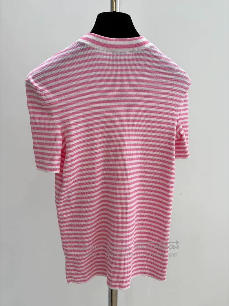 Chanel Chanel Early spring holiday pink and white striped knitted Size XS / US 0-2 / IT 36-38 - 2 Thumbnail