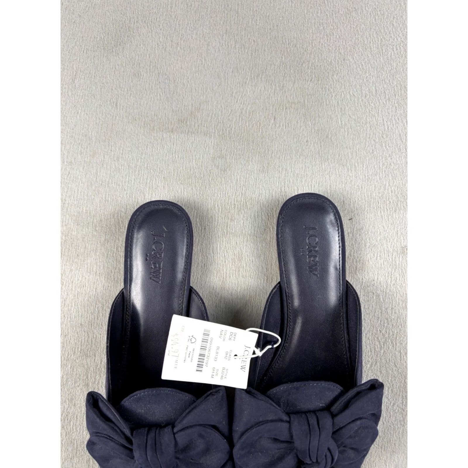 J.Crew VINTAGE J.Crew Sandal Womens 6.5 Navy Suede Bow Open Toe Flat Comfort Slide Summer Casual Shoes Women Size US 7 / IT 37 - 3 Thumbnail
