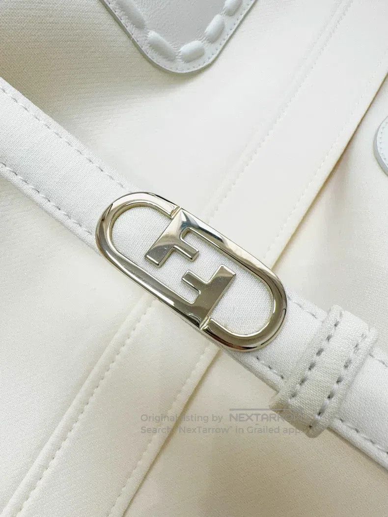 Fendi Fendi Cream White Leather Pocket Jacket with Belt Size XS / US 0-2 / IT 36-38 - 5 Thumbnail