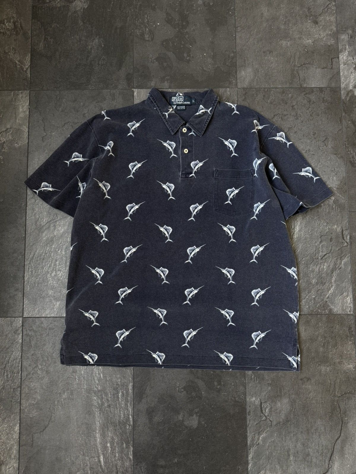 Polo Ralph Lauren × Vintage Vintage polo Ralph Lauren monogram polo tee 90s Size US L / EU 52-54 / 3 - 1 Thumbnail