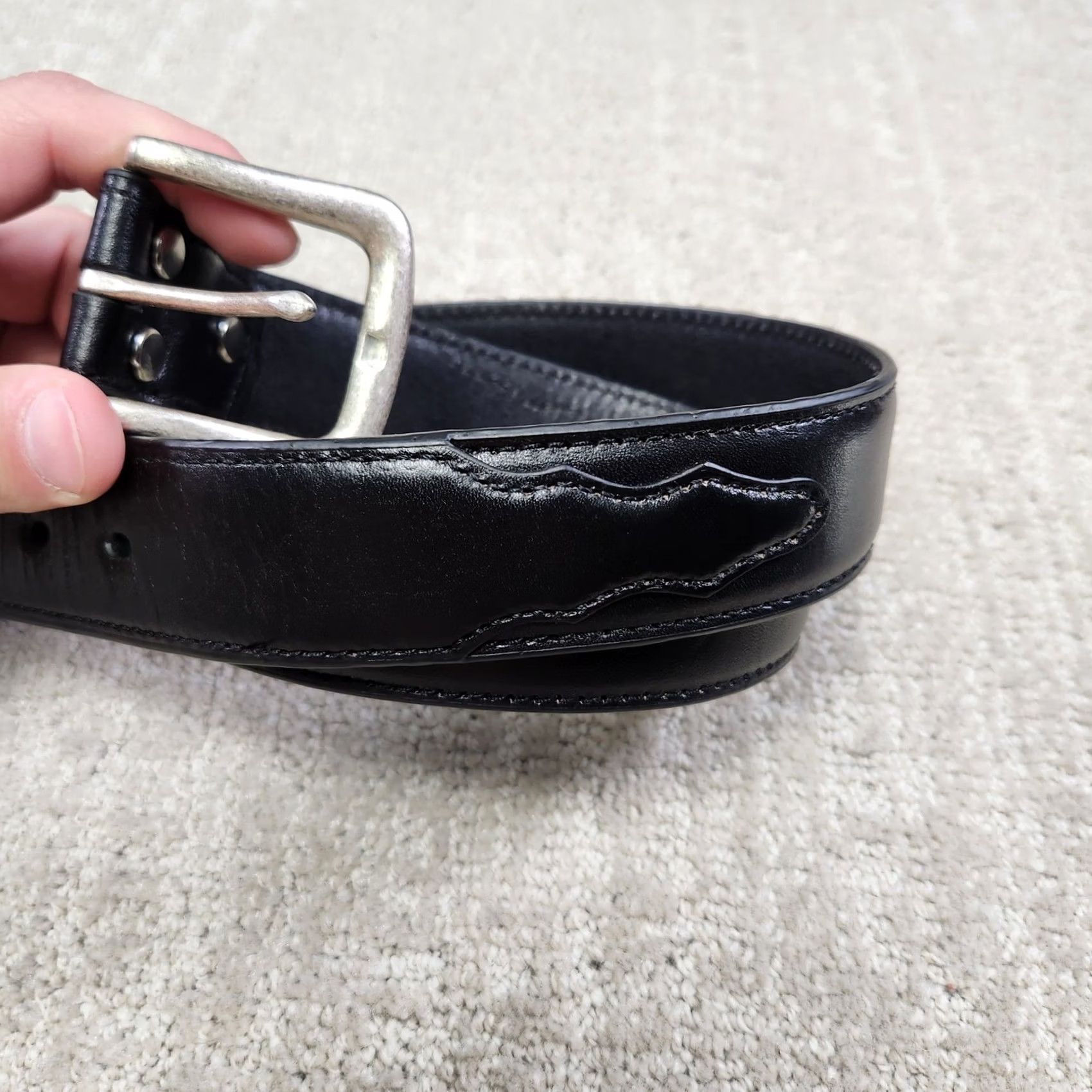 CO Nocona Belt Co Mens Black Leather Western Stitched Belt Size 36 N2450401 Size 36 - 2 Thumbnail