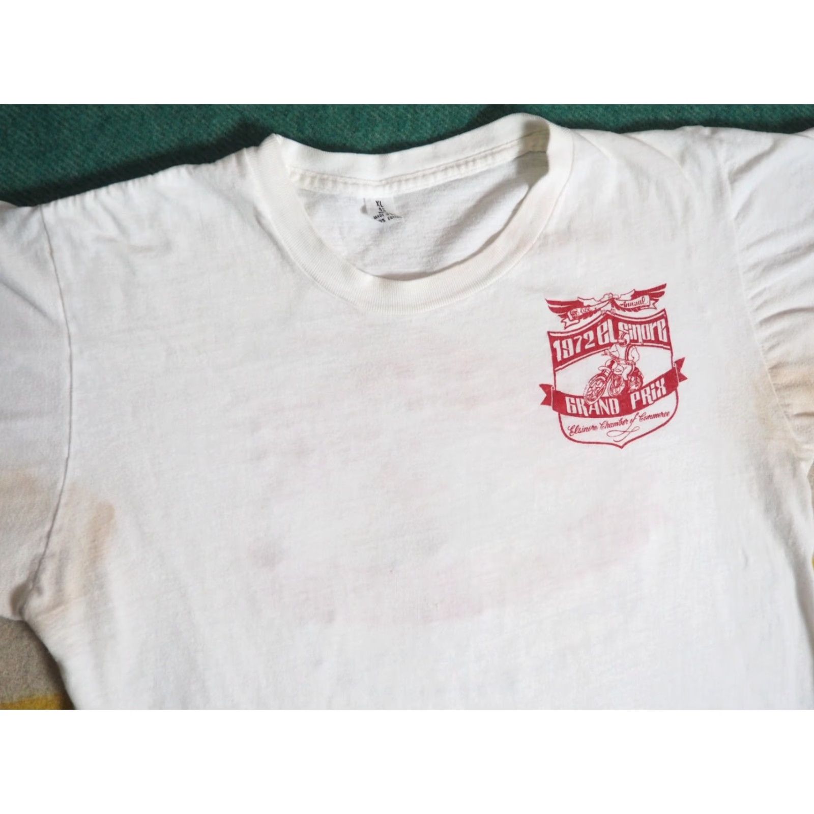 Vintage VTG 70s Elsinore Grand Prix Moto Honda McQueen White Tee T-Shirt L Mens Graphic Tee 1972 Vintage Sportswear/Beach Size US L / EU 52-54 / 3 - 4 Thumbnail