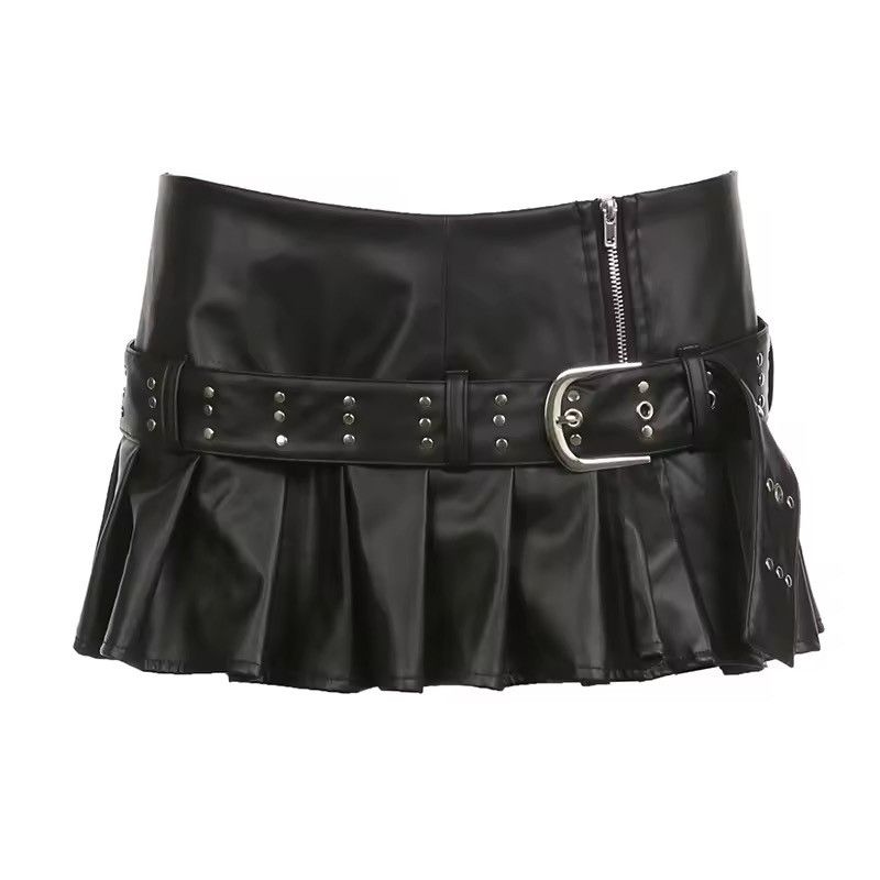 Designer PU Leather Dark Hotsweet Style Gothic Punk Skirt Size 30" / US 8 / IT 44 - 2 Thumbnail