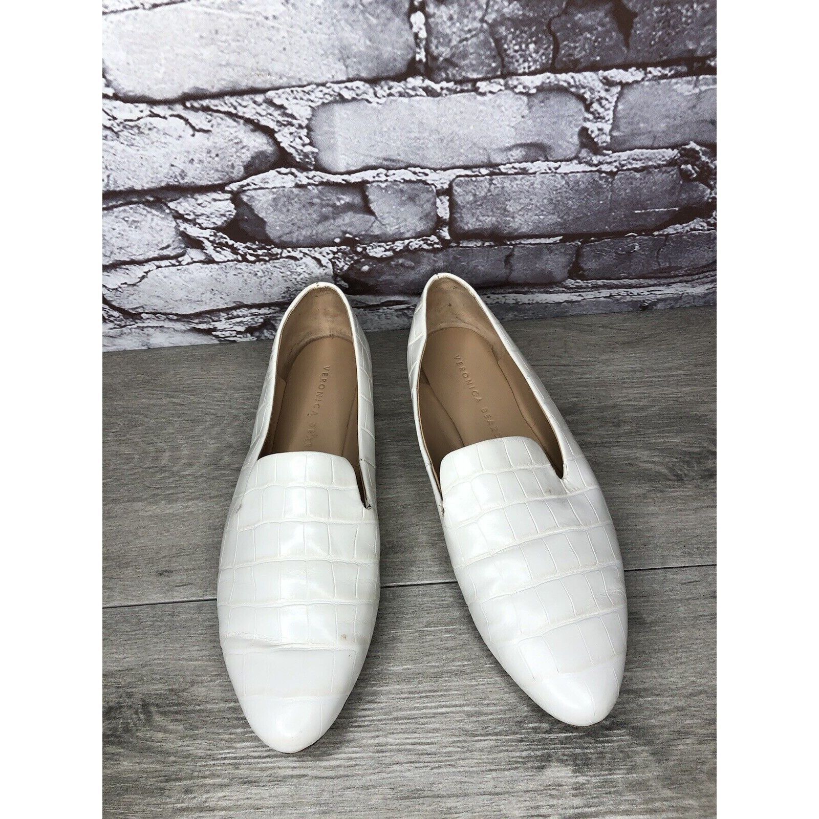 Veronica Beard Veronica Beard Griffin White Leather Croc Embossed Loafer Fl Size US 9.5 / IT 39.5 - 12 Thumbnail