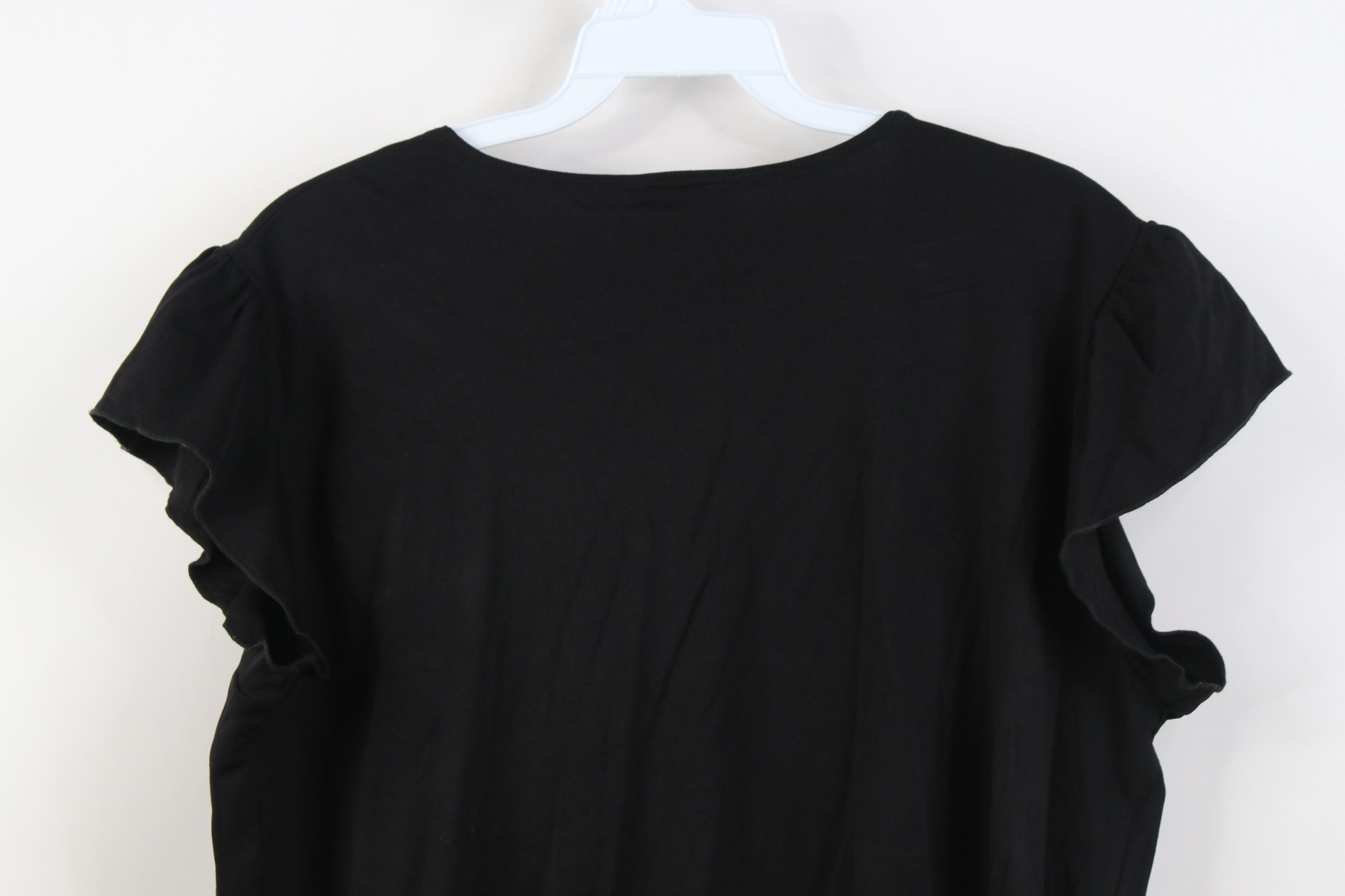 Vintage Vintage 90s Y2K Babydoll Fairy V-Neck Shirt Top Black USA Size XXL / US 16-18 / IT 52-54 - 10 Thumbnail