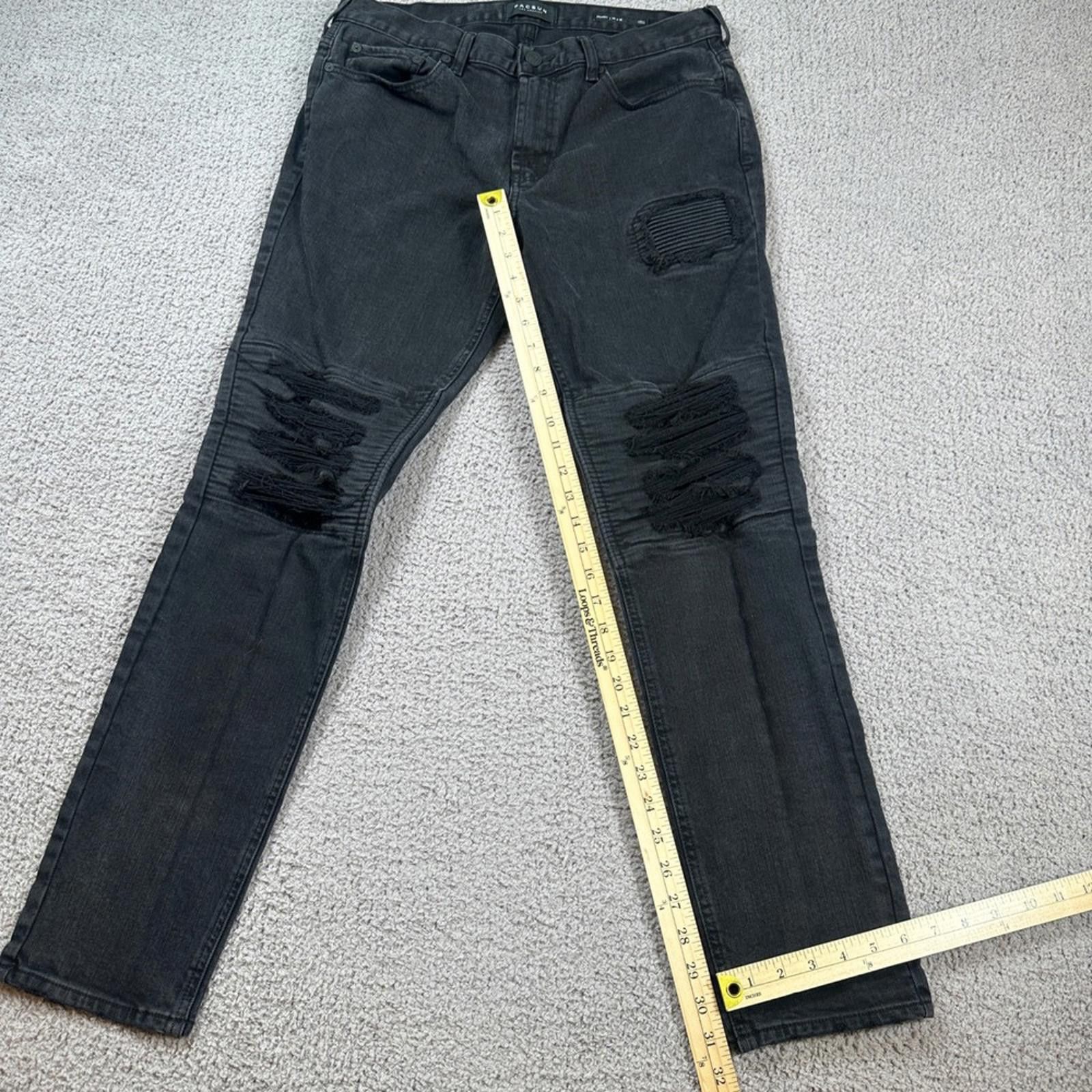 Pacsun Pacsun Mens Skinny Jeans 34x32 Black Biker Moto Ripped Denim Size US 34 / EU 50 - 4 Thumbnail