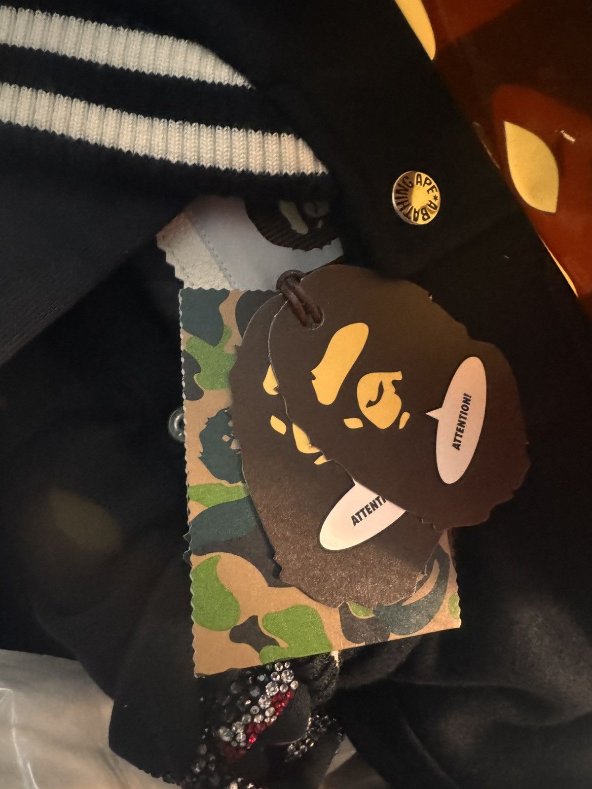 Bape × Swarovski A BATHING APE® Shark Hooded Varsity Jacket Size US S / EU 44-46 / 1 - 5 Thumbnail