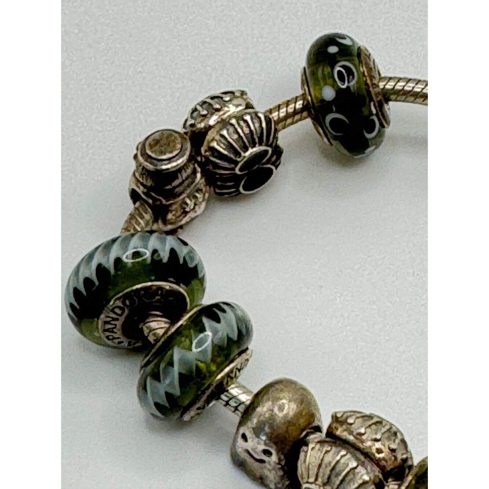 pandora Auth Pandora 925 sterling silver 7.5" bracelet w/10 charms Size ONE SIZE - 6 Thumbnail