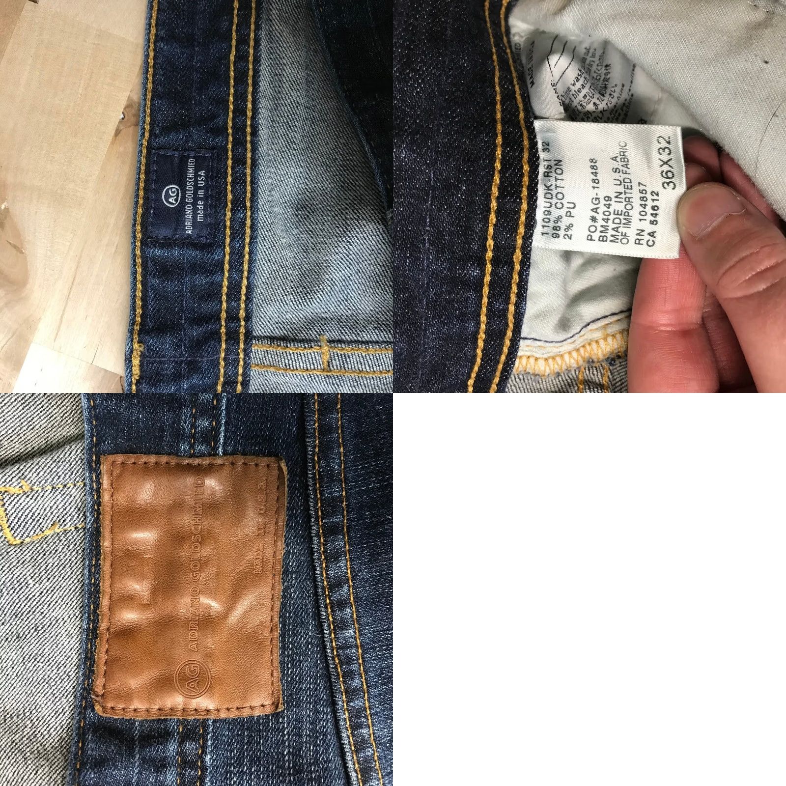 Denime AG Adriano Goldschmied The Geffen Easy Slim Dark Wash Denim Jeans Mens 38x32 Size US 34 / EU 50 - 8 Thumbnail