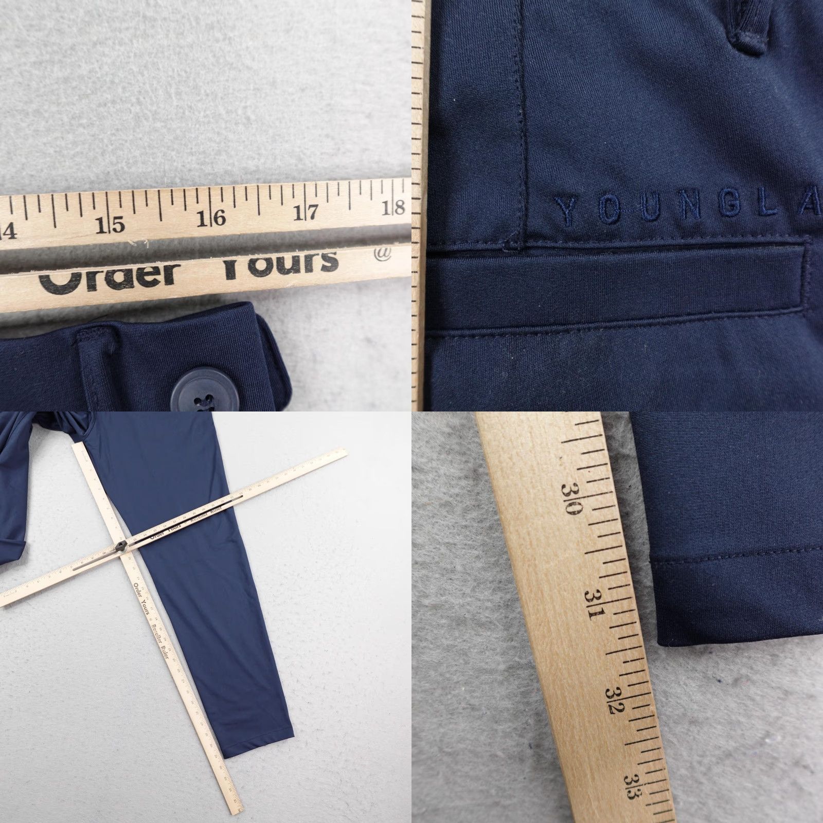 YoungLA YoungLA Pants Mens 34L Straight Chino Slacks Blue 32 Inseam Office Tech Performance Slim Pockets Logo Breachable Blue Size US 34 / EU 50 - 8 Thumbnail