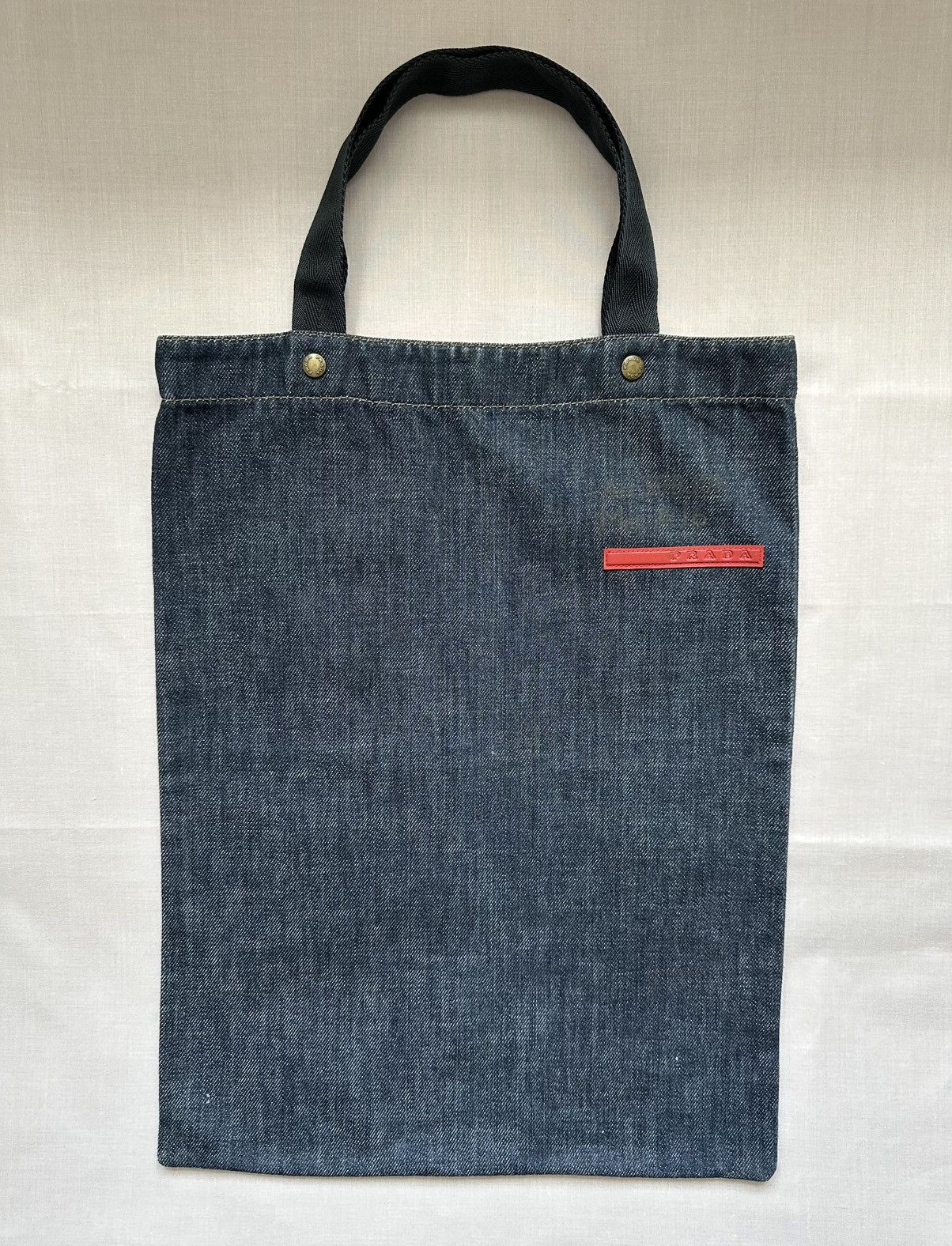 Prada Prada red tab 00s denim shopper tote bag Size ONE SIZE - 1 Thumbnail