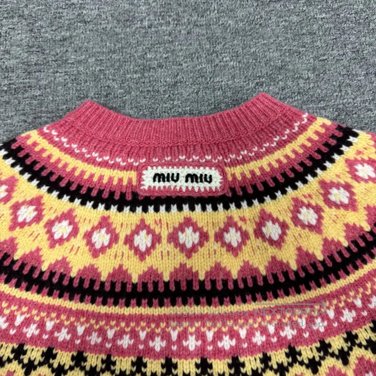 Miu Miu miu miu Fair Island jacquard short knit cardigan| Size L / US 10 / IT 46 - 6 Thumbnail