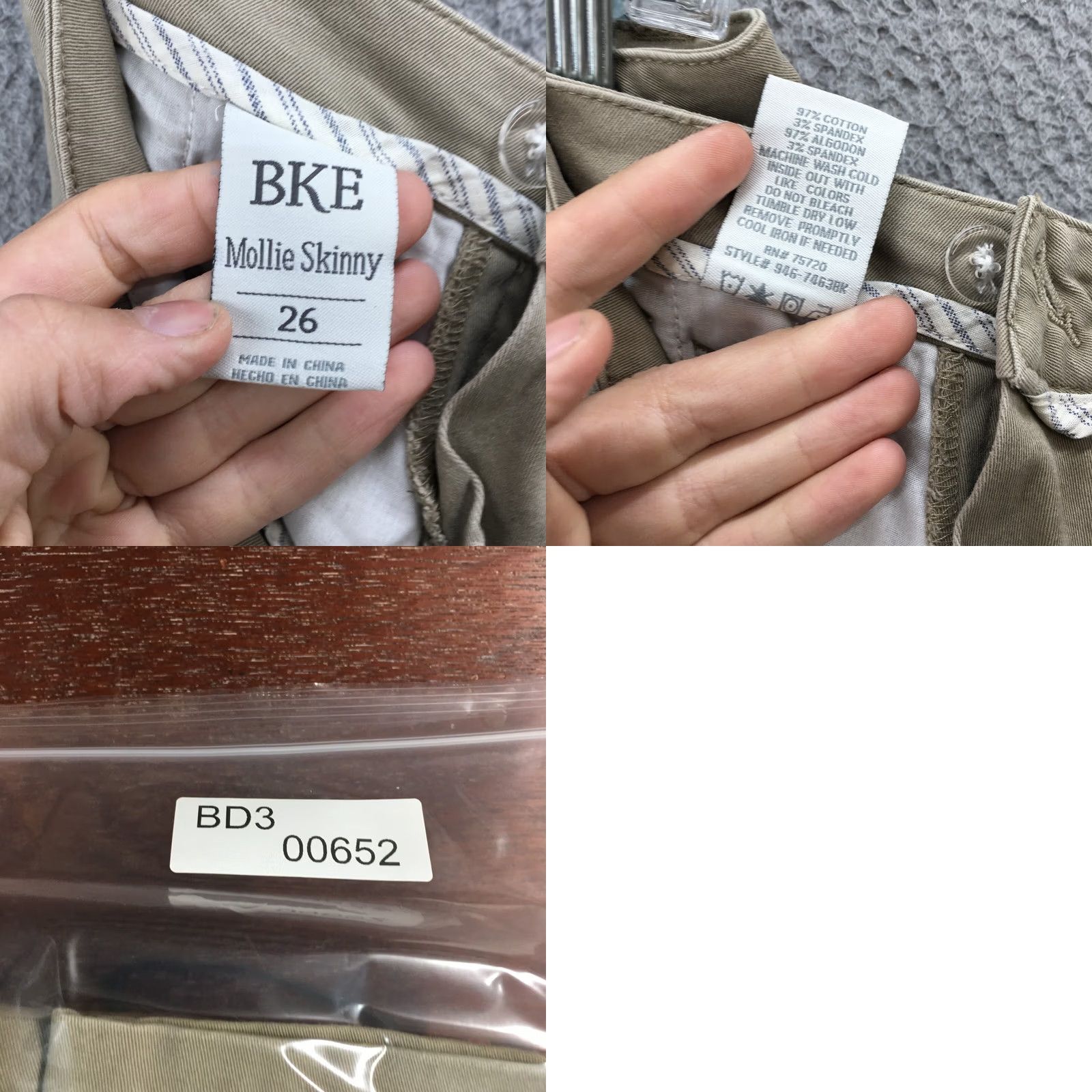 Vintage BKE Buckle Mollie Skinny Pants Women 26 Beige Distressed Mid Rise Zip Fly Casual Size 26" / US 2 / IT 38 - 10 Thumbnail